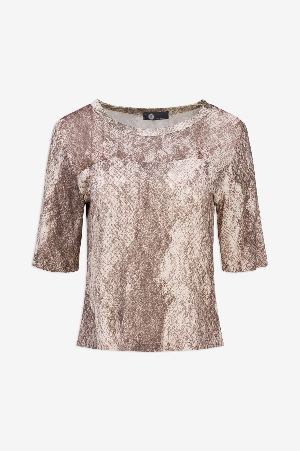 Women's Buttery-Soft Printed Knit Crew-Neck Top, with Elbow Length Sleeves