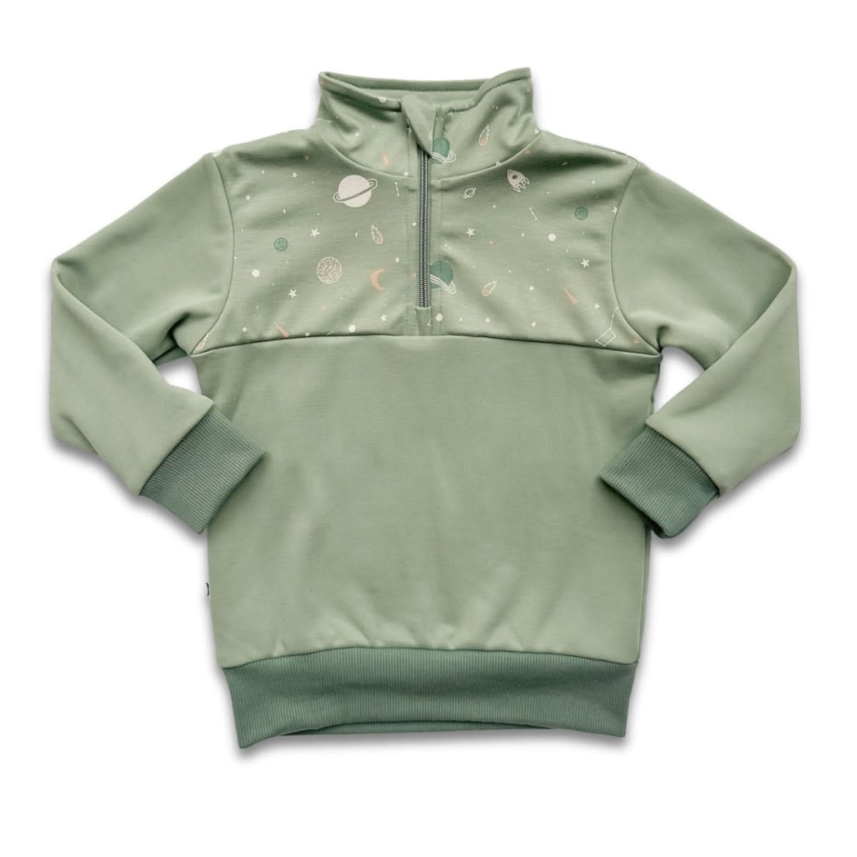Youth Bamboo Fleece Half-Zip | Terracotta With Twilight Grove