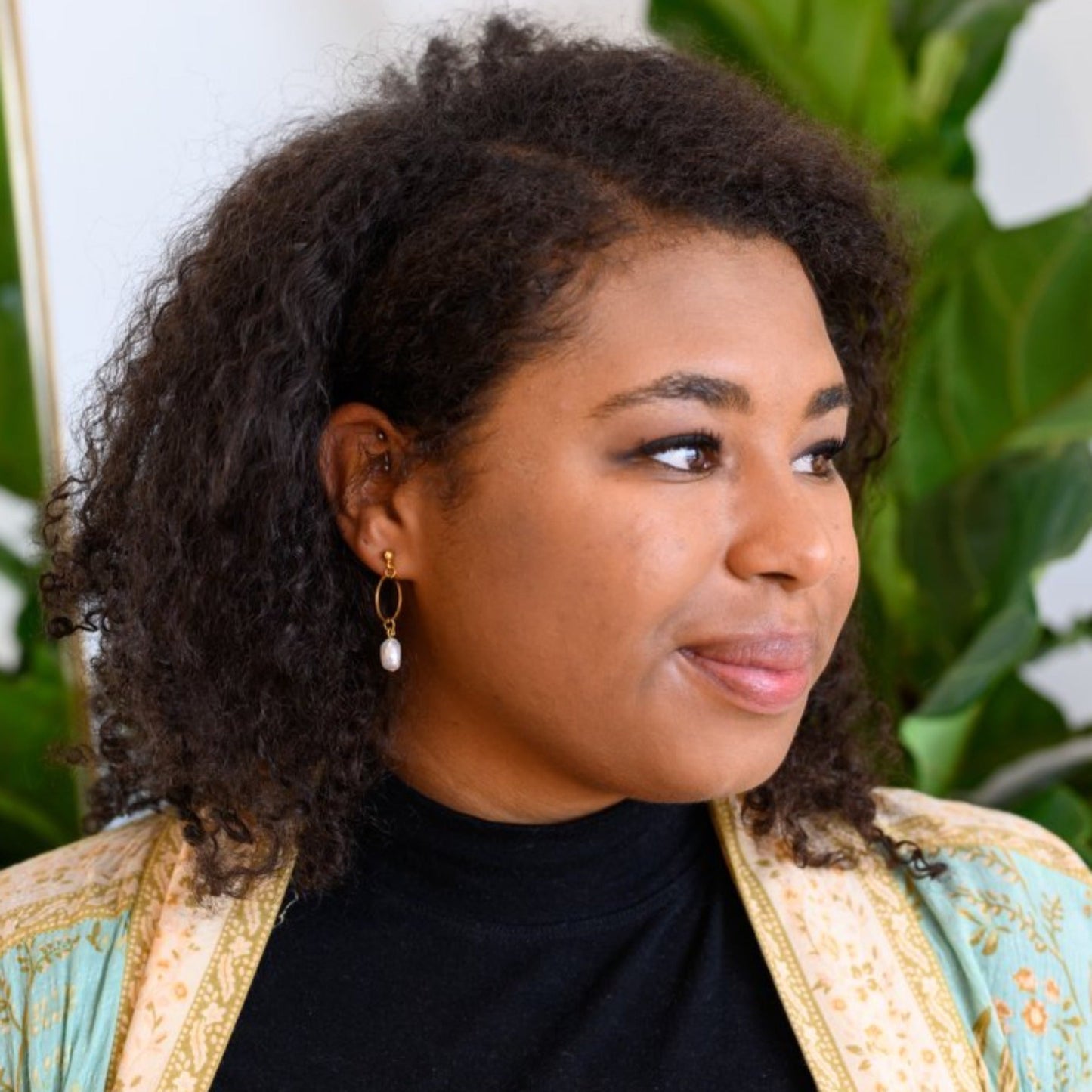 Organic Pearl Hoop Earrings