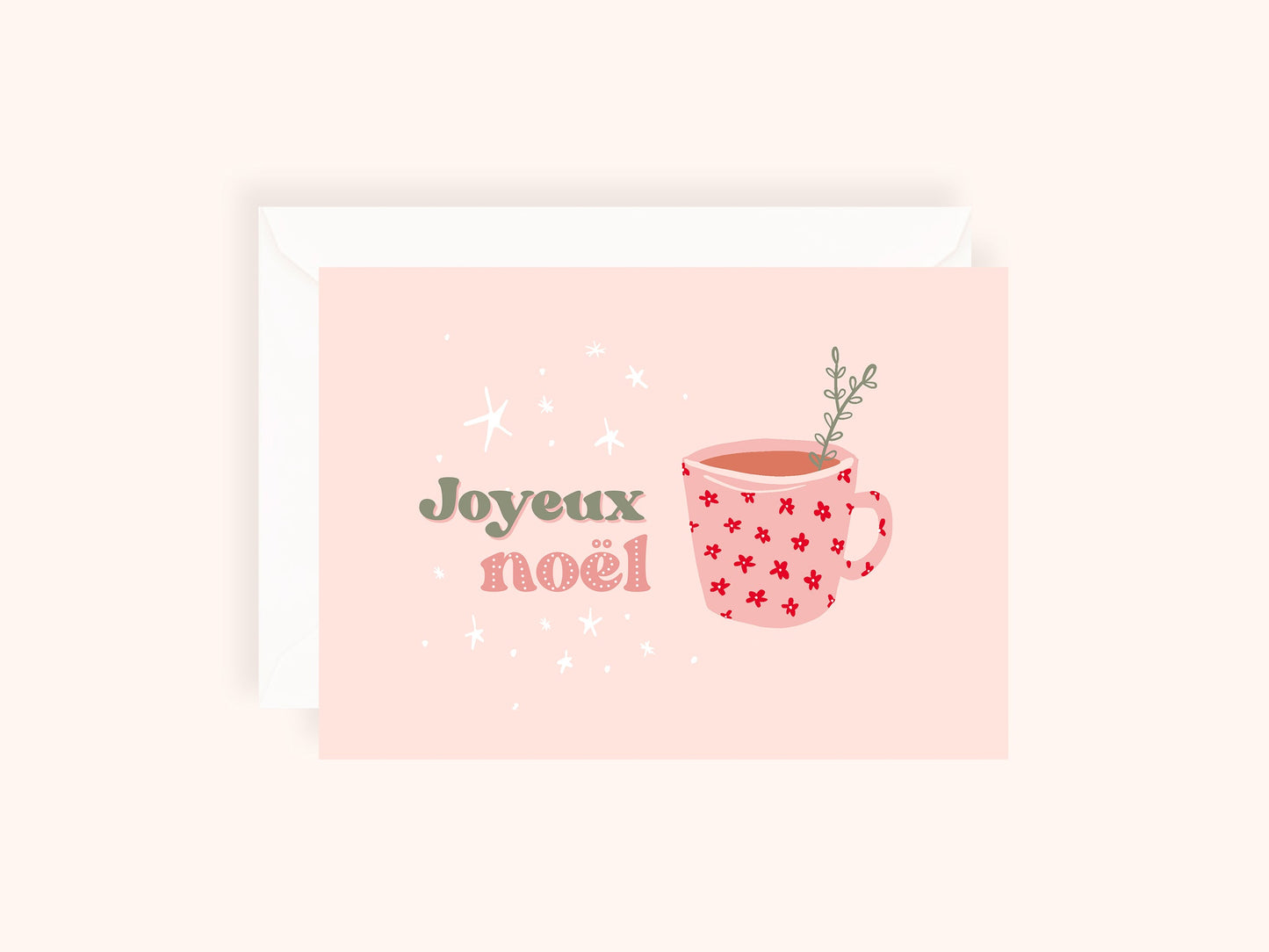 Coffret de 6 cartes de Noël pliées - Tasse de café