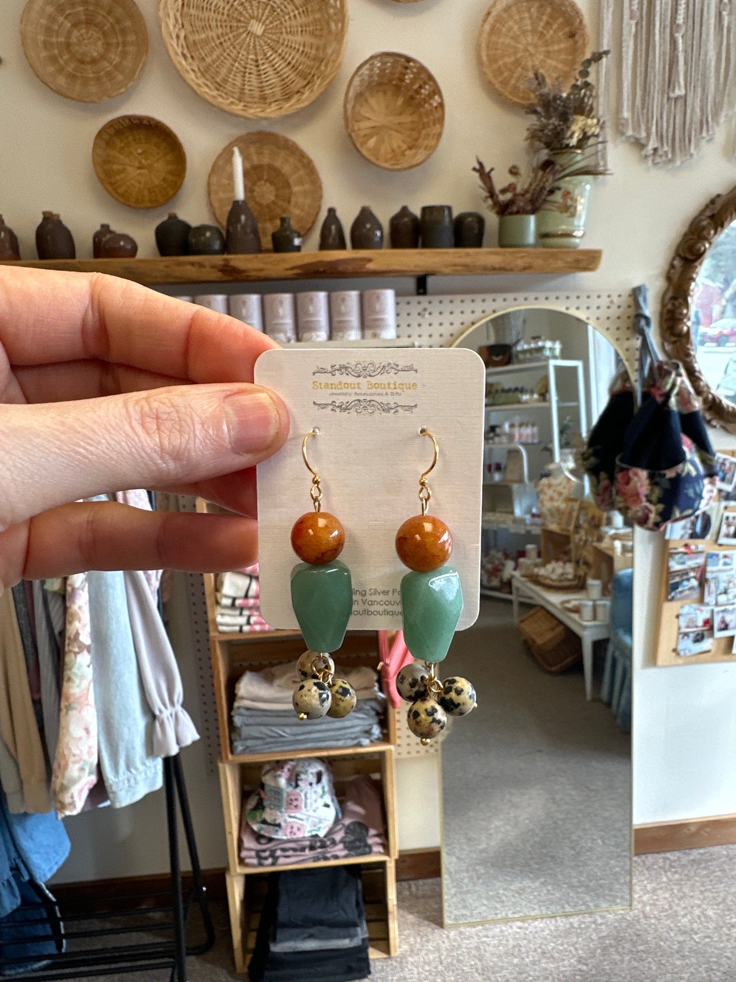 Standout Boutique Agate/ Aventurine/ Dalmatian/ Jasper Dangle Earrings