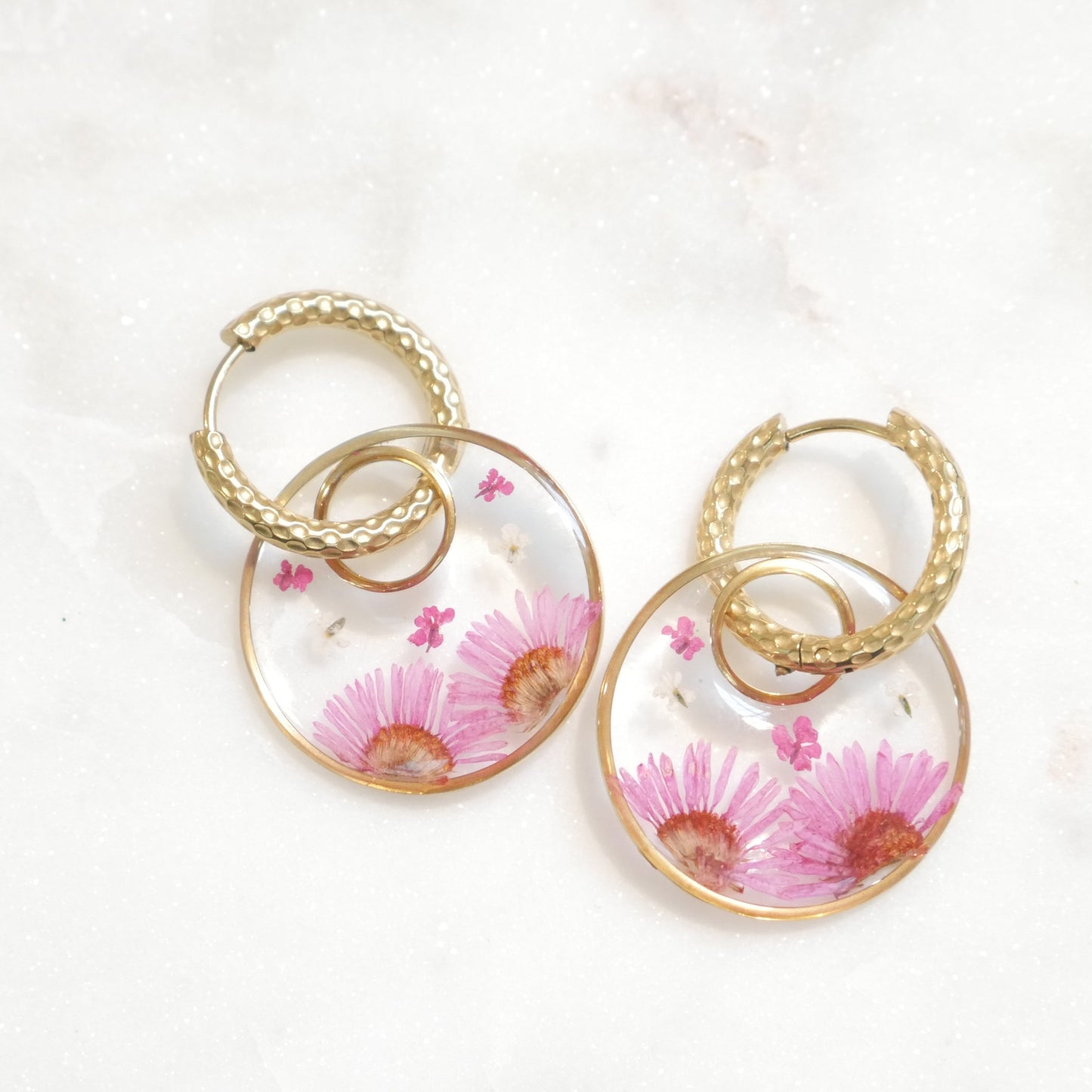 Boucles d'oreilles Thalia fushia - rond - (XL)