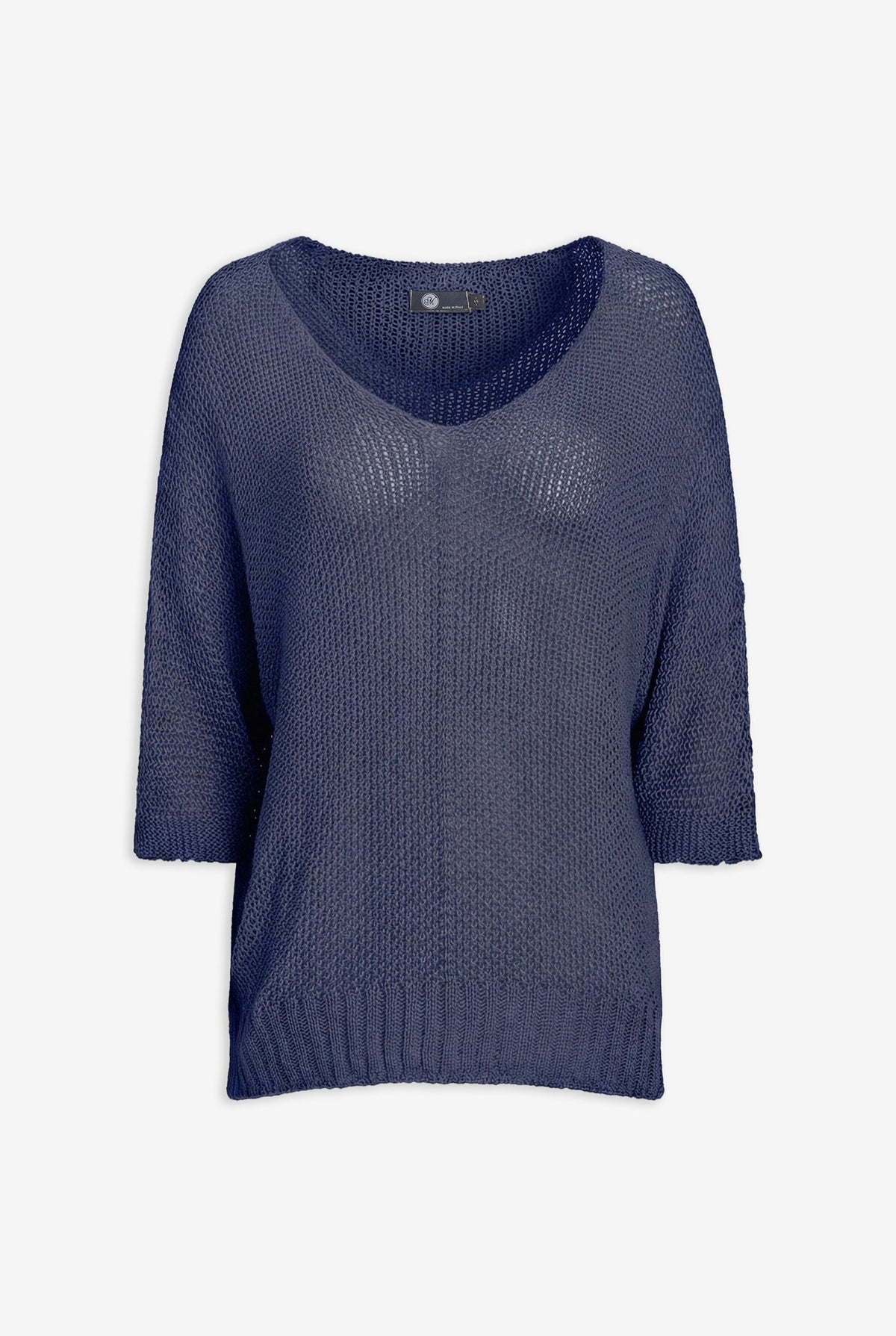 Women's Knit V-Neck Oversized Sweater with 3/4th Length Sleeves