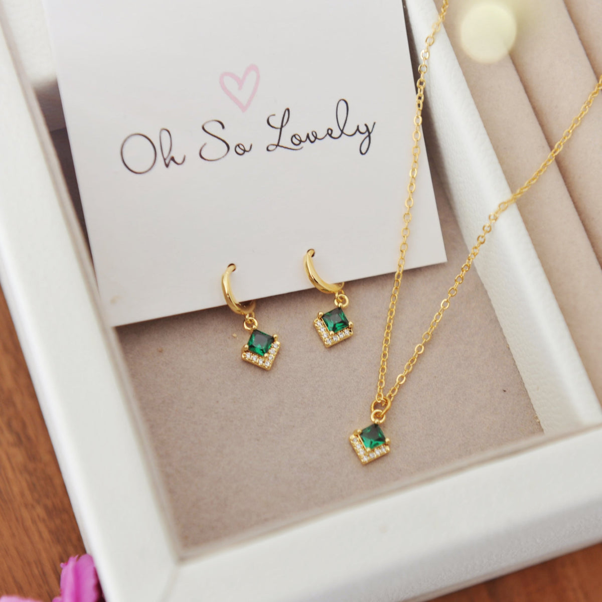 Jessa Tiny Emerald Charm Necklace