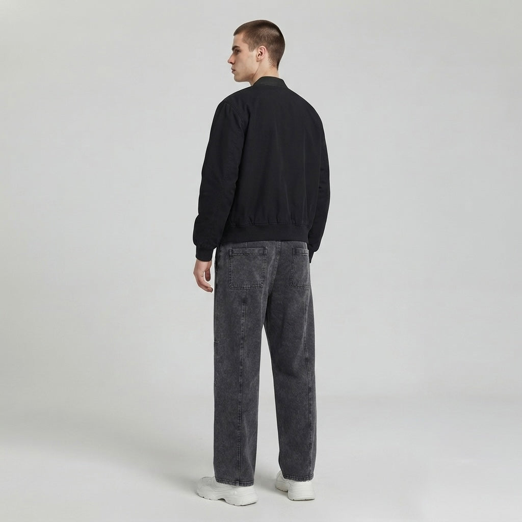 Snow Wash Drawstring Cotton Pants
