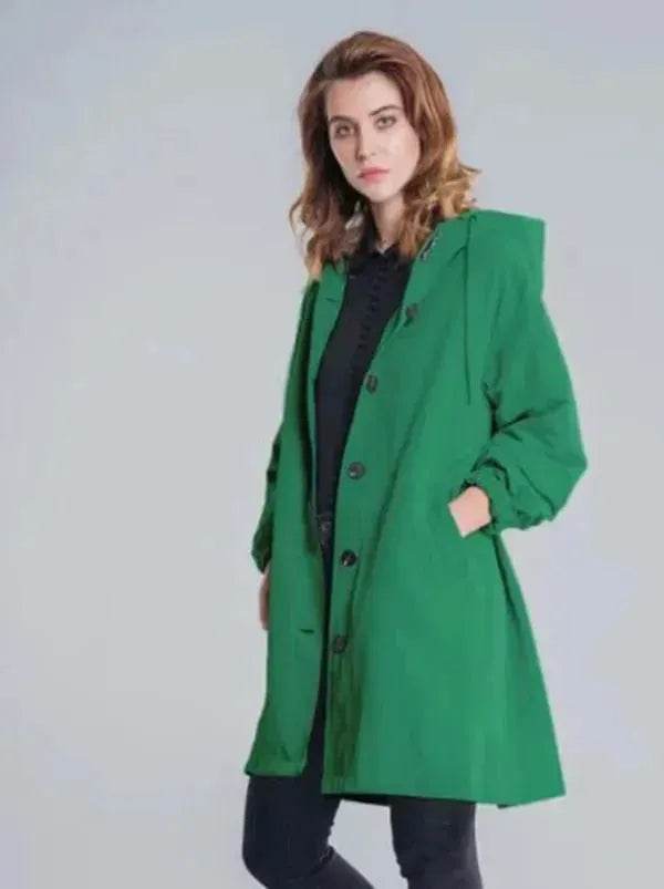Women Casual Style Hoodie Windbreaker Mid-Length Jacket