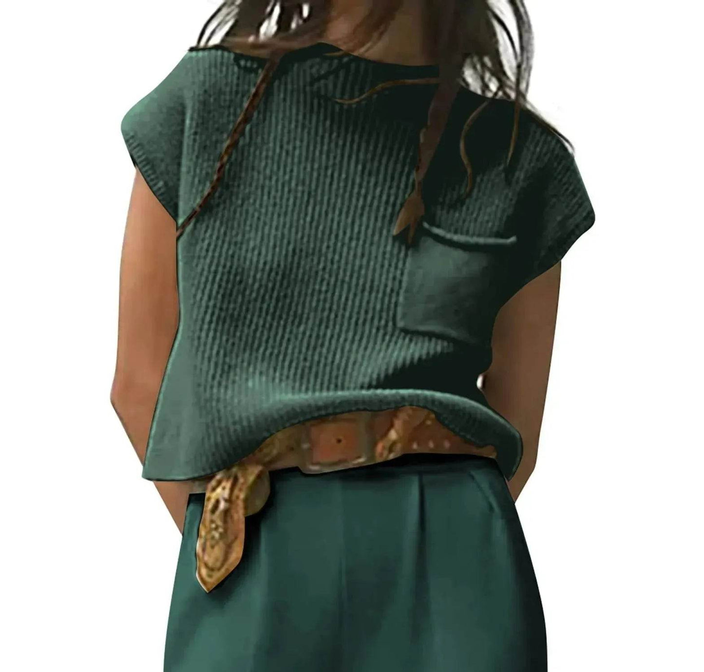 Women Knitted Short Sleeve Top