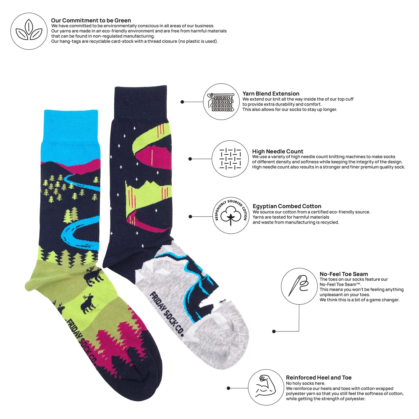 Friday Sock Co Men's Northern Canada Landscape Socks