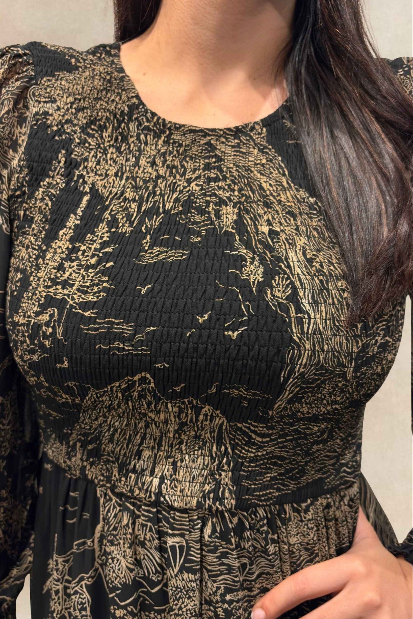Francesca Black Smocked Dress