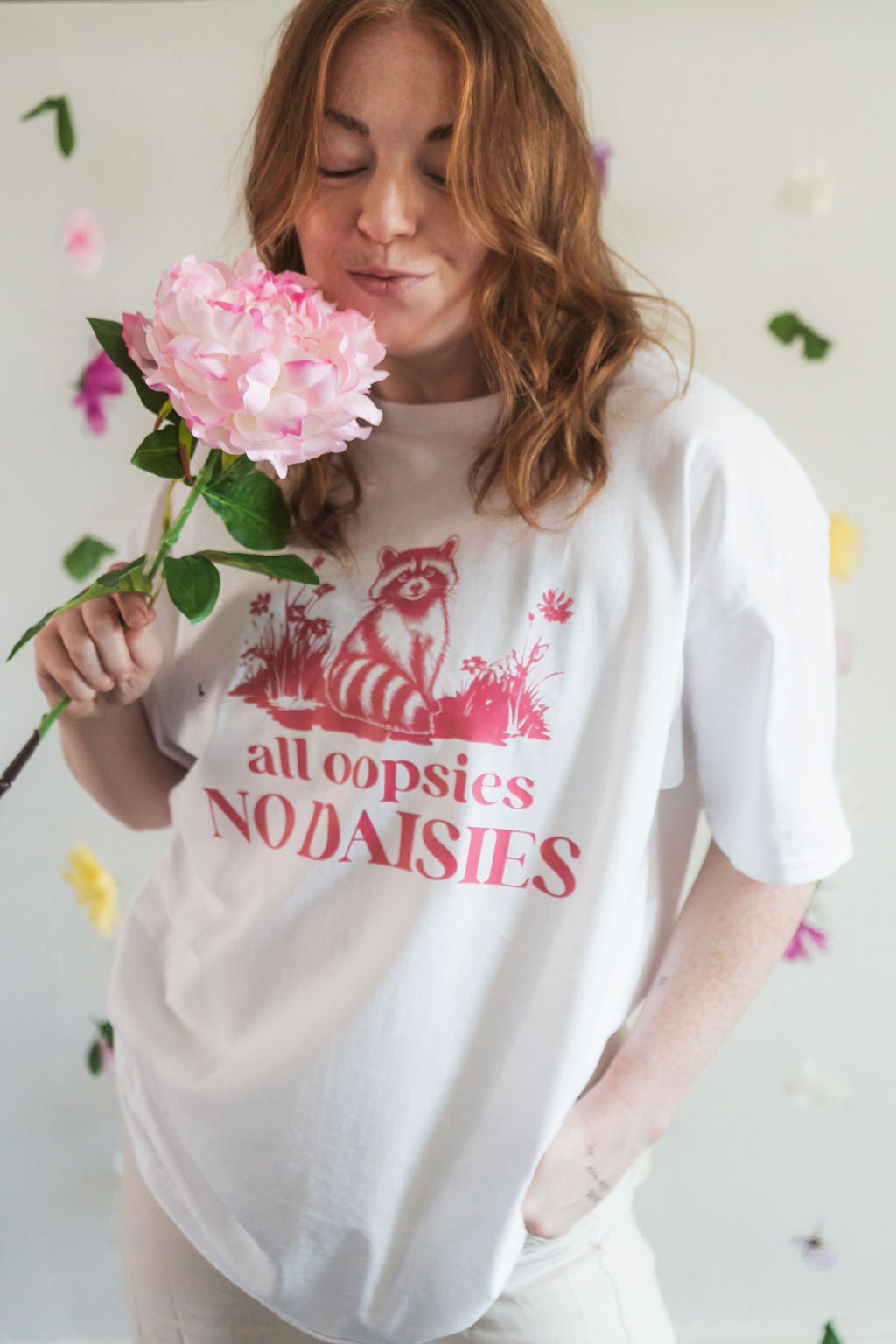 Raccoon All Oopsies No Daisies White Shirt
