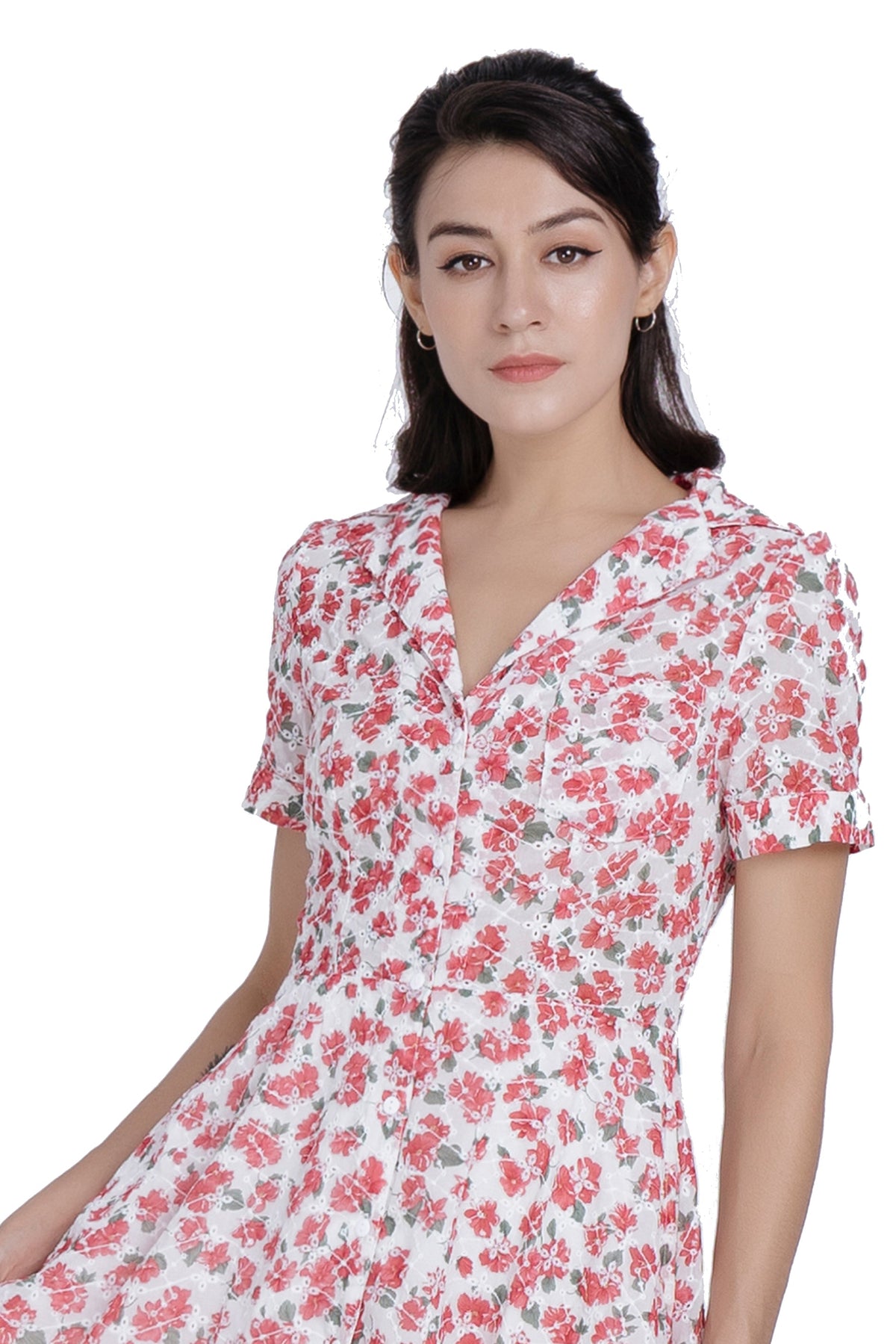 Rosalie Floral Fit-and-Flare Shirt Dress