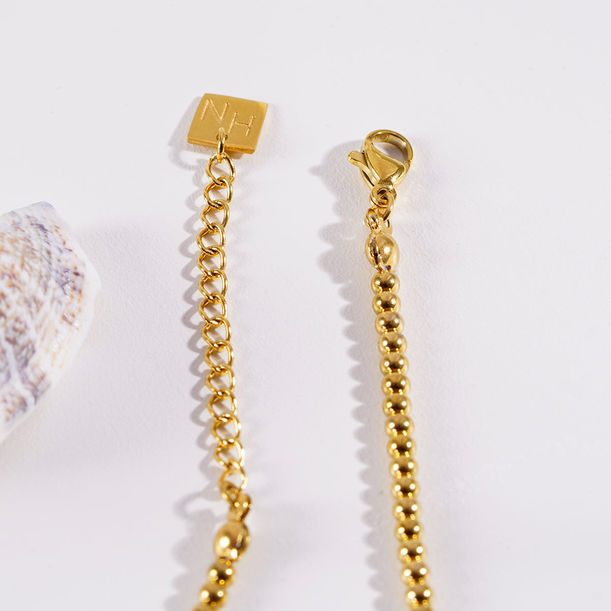 GITANJI: Blue Turquoise Stones with Gold Beads & Charms Chain Necklace