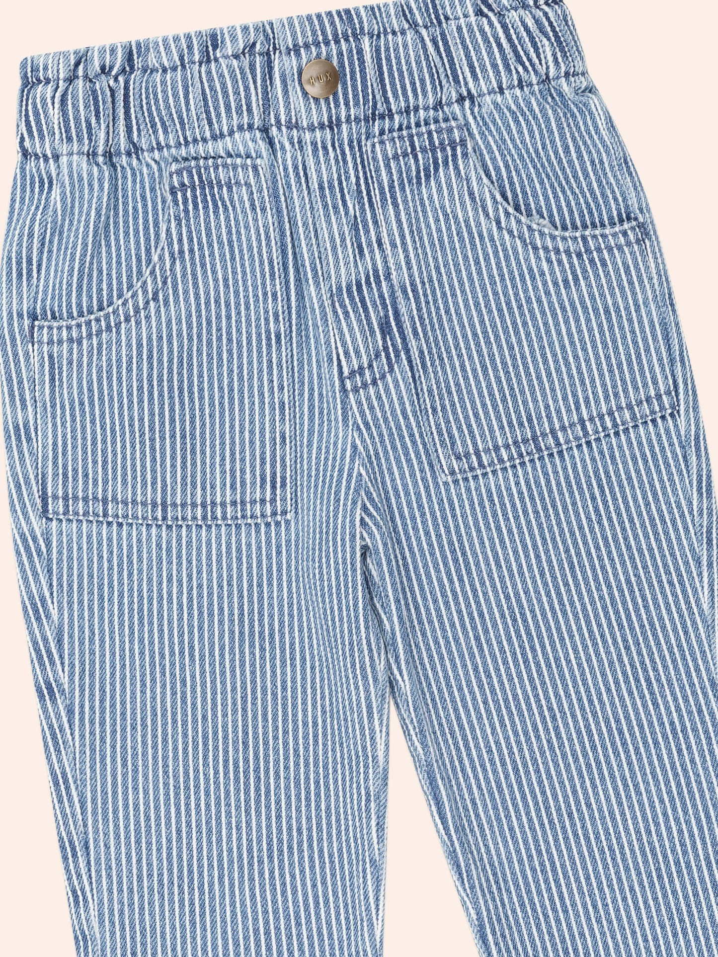 Vintage Bow Paperbag Denim Pants | Blue stripe | Huxbaby