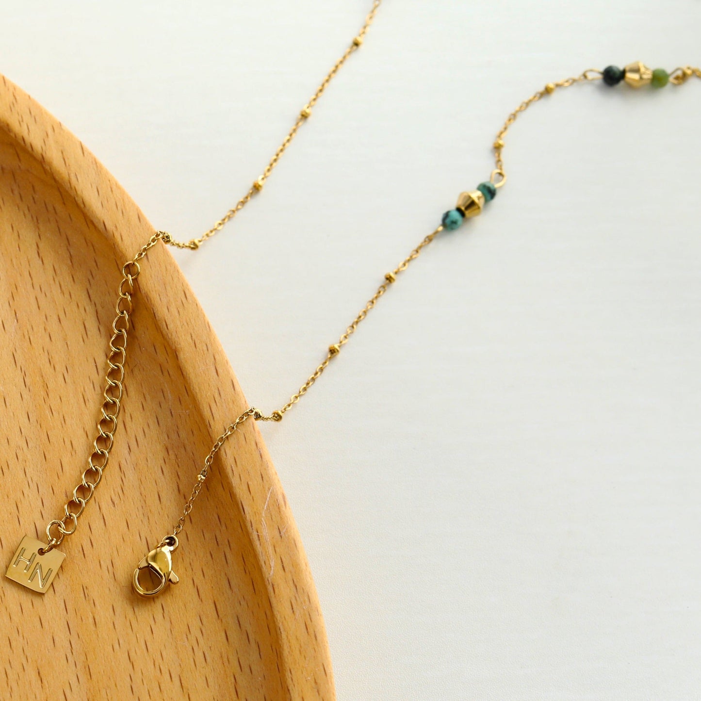 IMANI: Dainty Gold Chain Necklace featuring Natural Stones