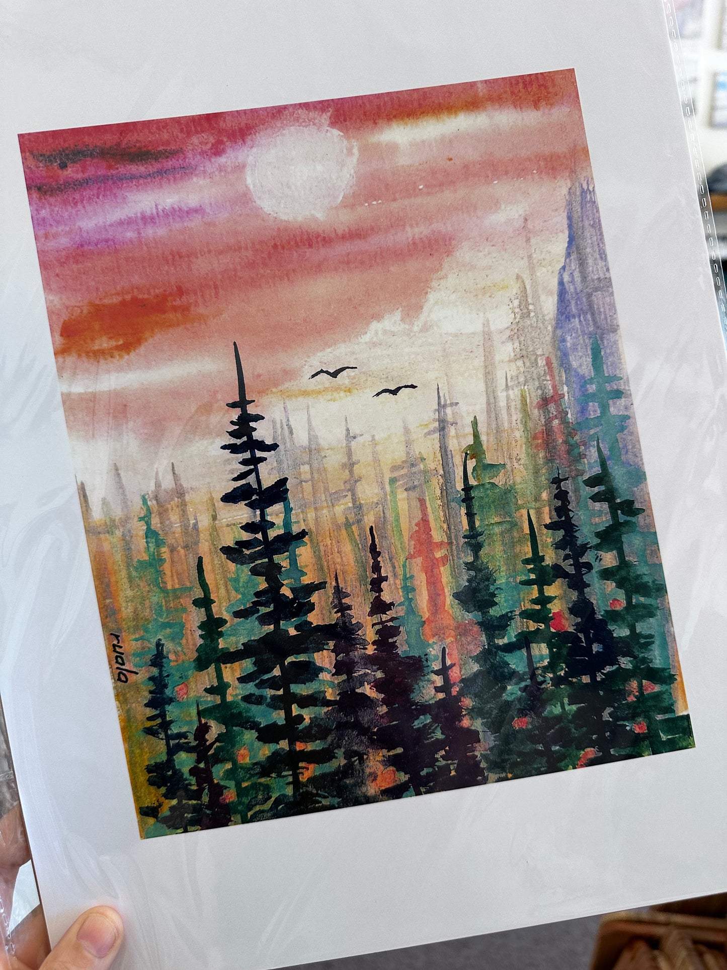 Sunset Through the Pines – Art Print by Ruala
