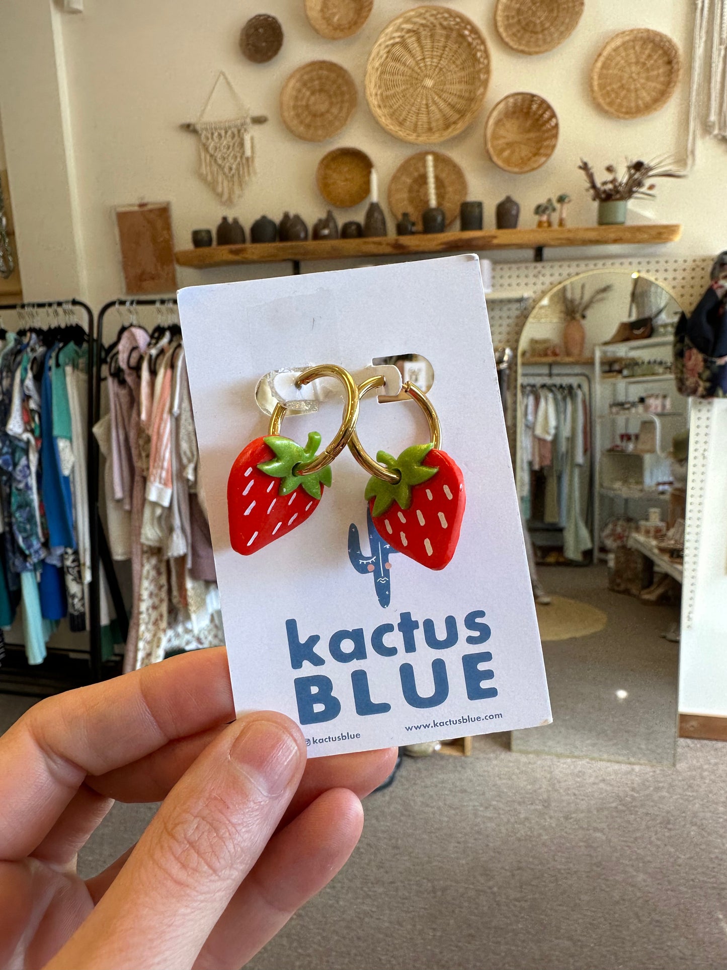 Kactus Blue Lil Strawberry Earrings