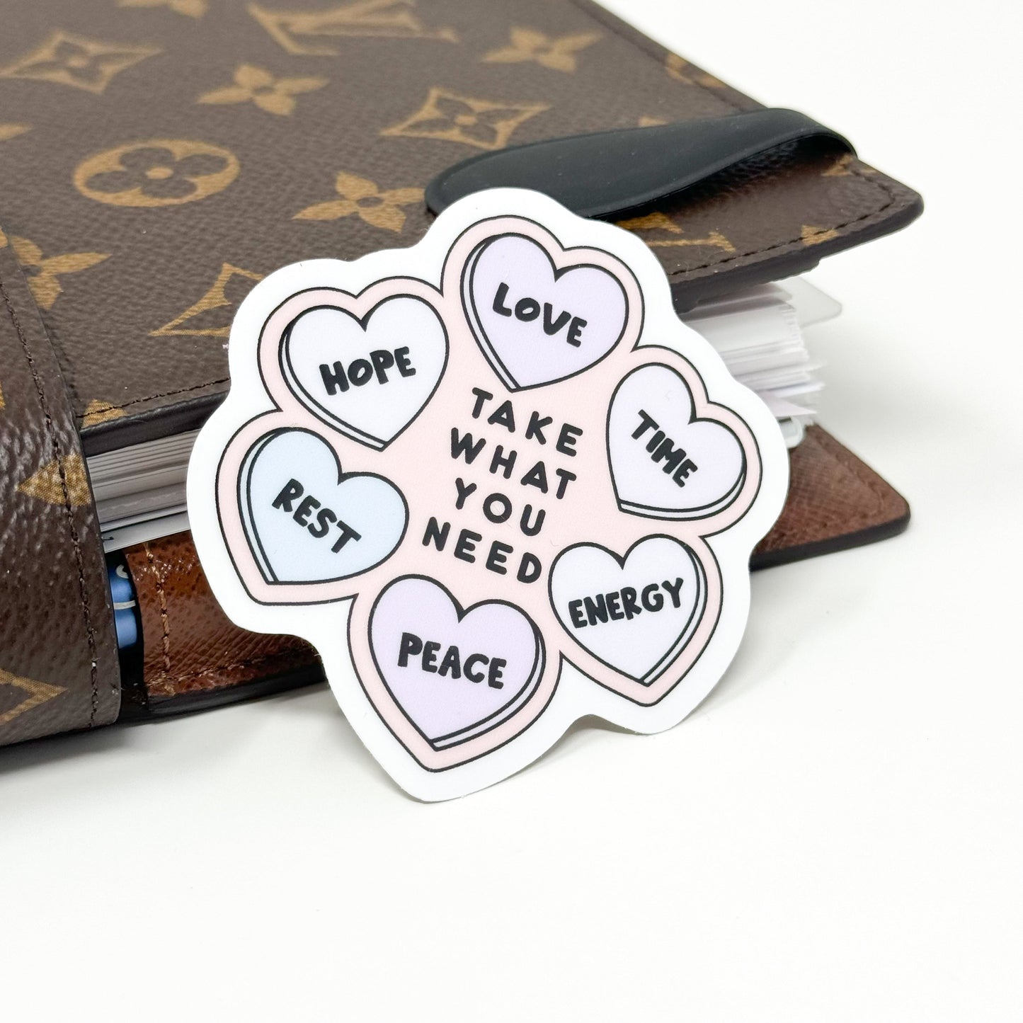 Take What You Need Hearts Vinyl Die Cut Sticker | Glossy