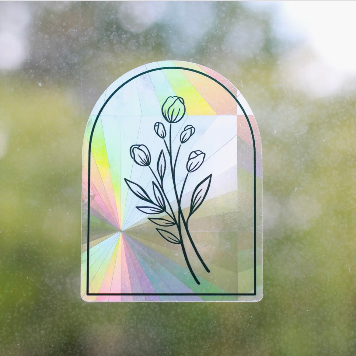 Arch + Tulips Sun Catcher Window Decal
