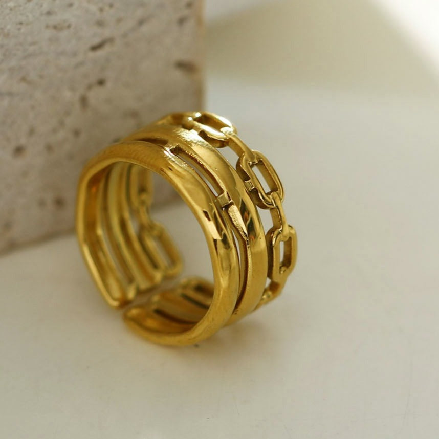 Triple Banded Stacked Ring