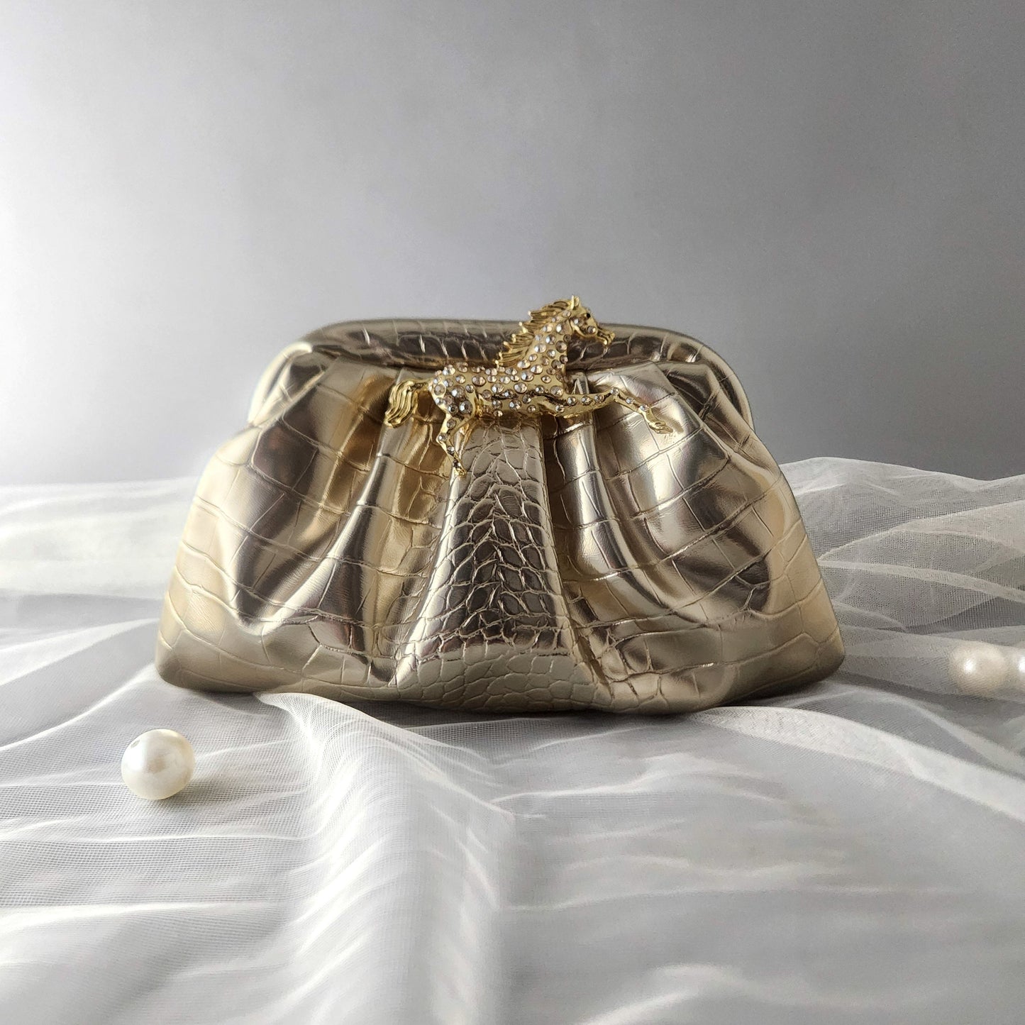 Golden Gallop Cloud Clutch