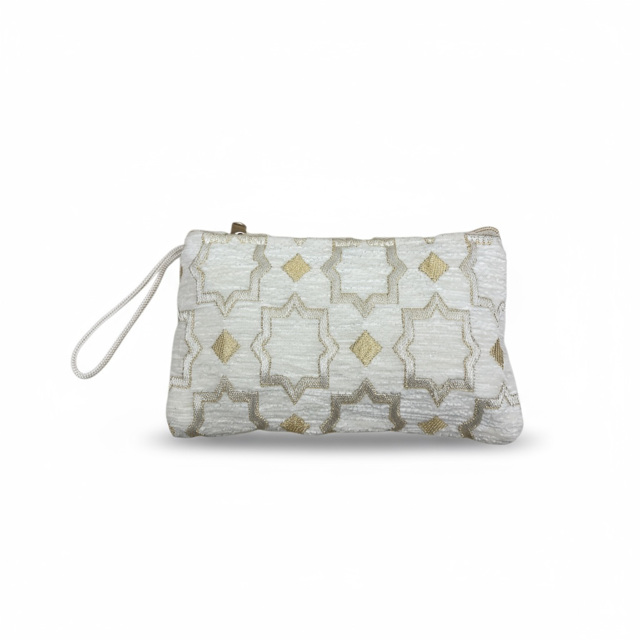 Brocade White Pouch