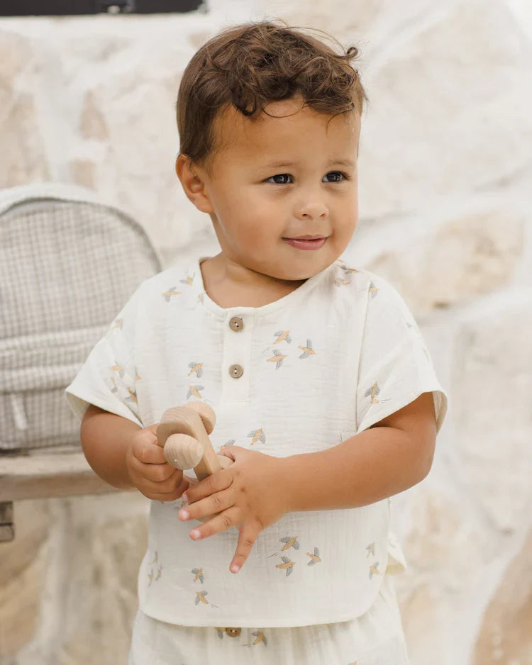 Woven Boxy Top + Short Set | Birds | Quincy Mae