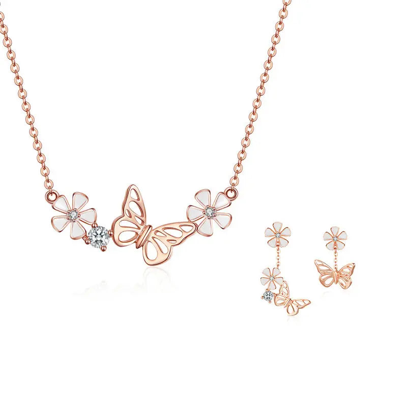 Delicate Beauty: Butterfly and Flower Choker Necklace