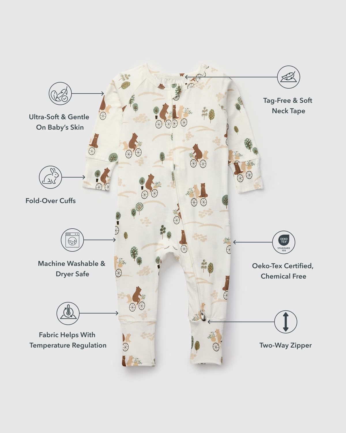 Baby Sleeper TENCEL™ - Bears on Bikes