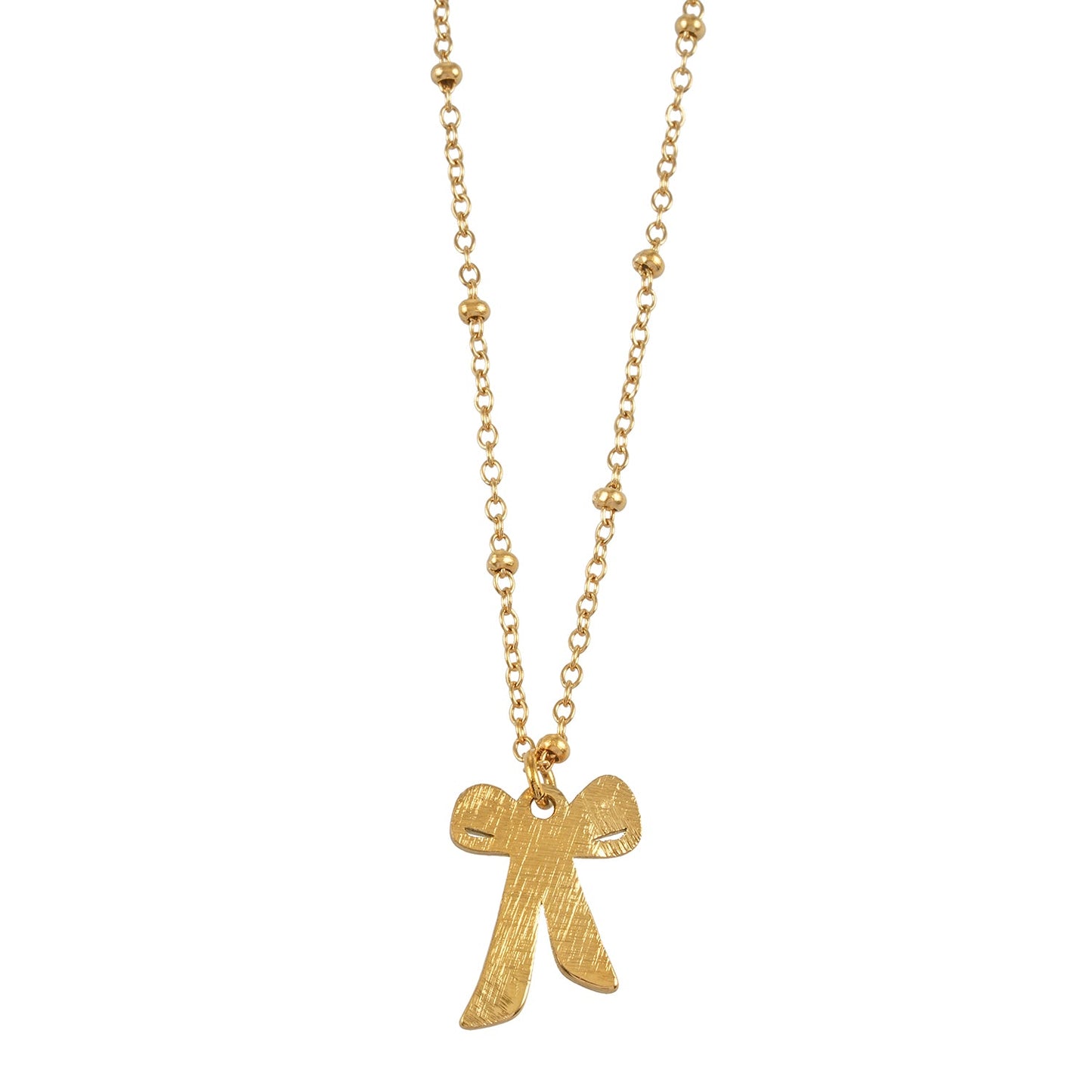 TALIANA Gold: Dainty Beaded Chain Necklace with Bow
