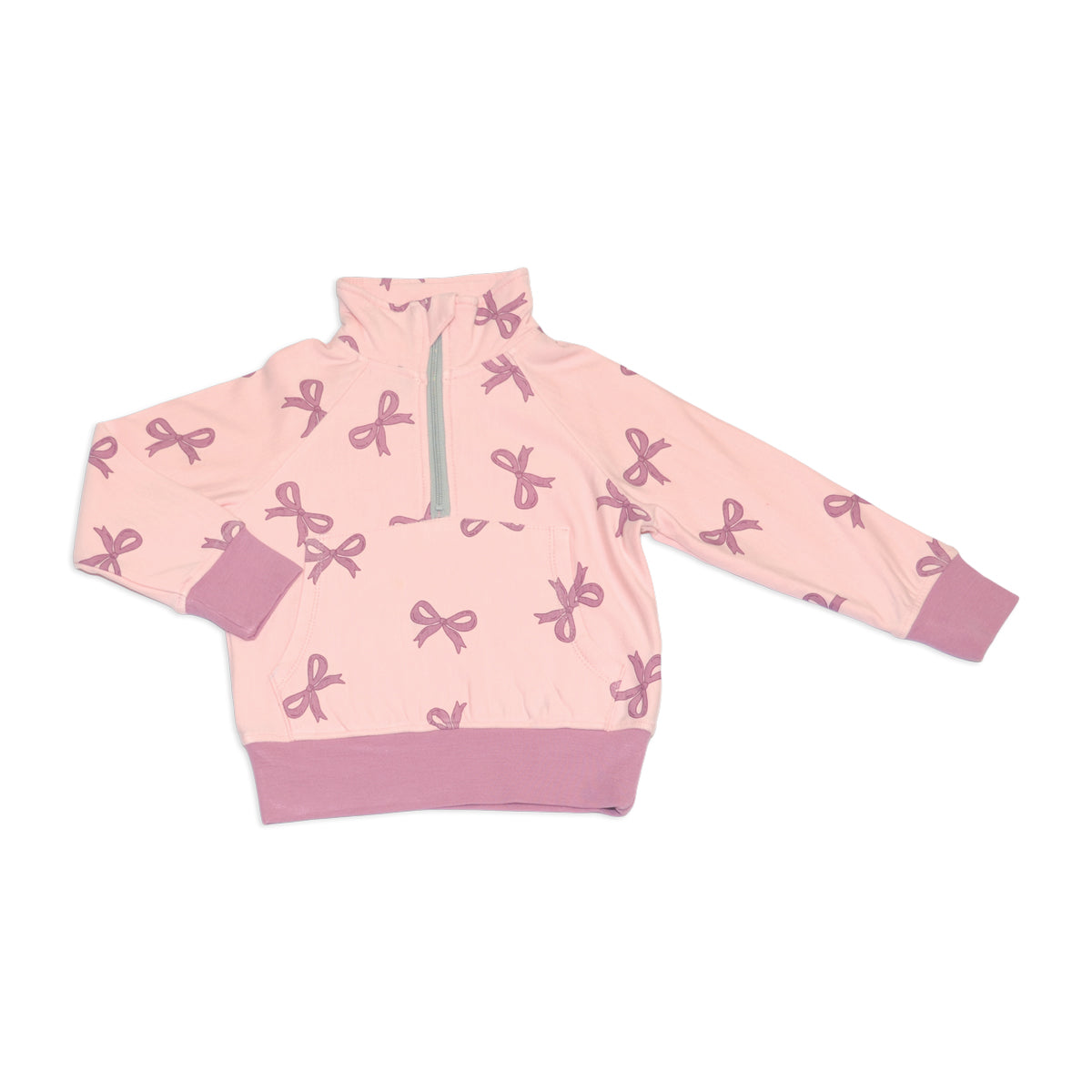 Bamboo Fleece Half Zip Sweatshirt (Whimsical Bow Print)