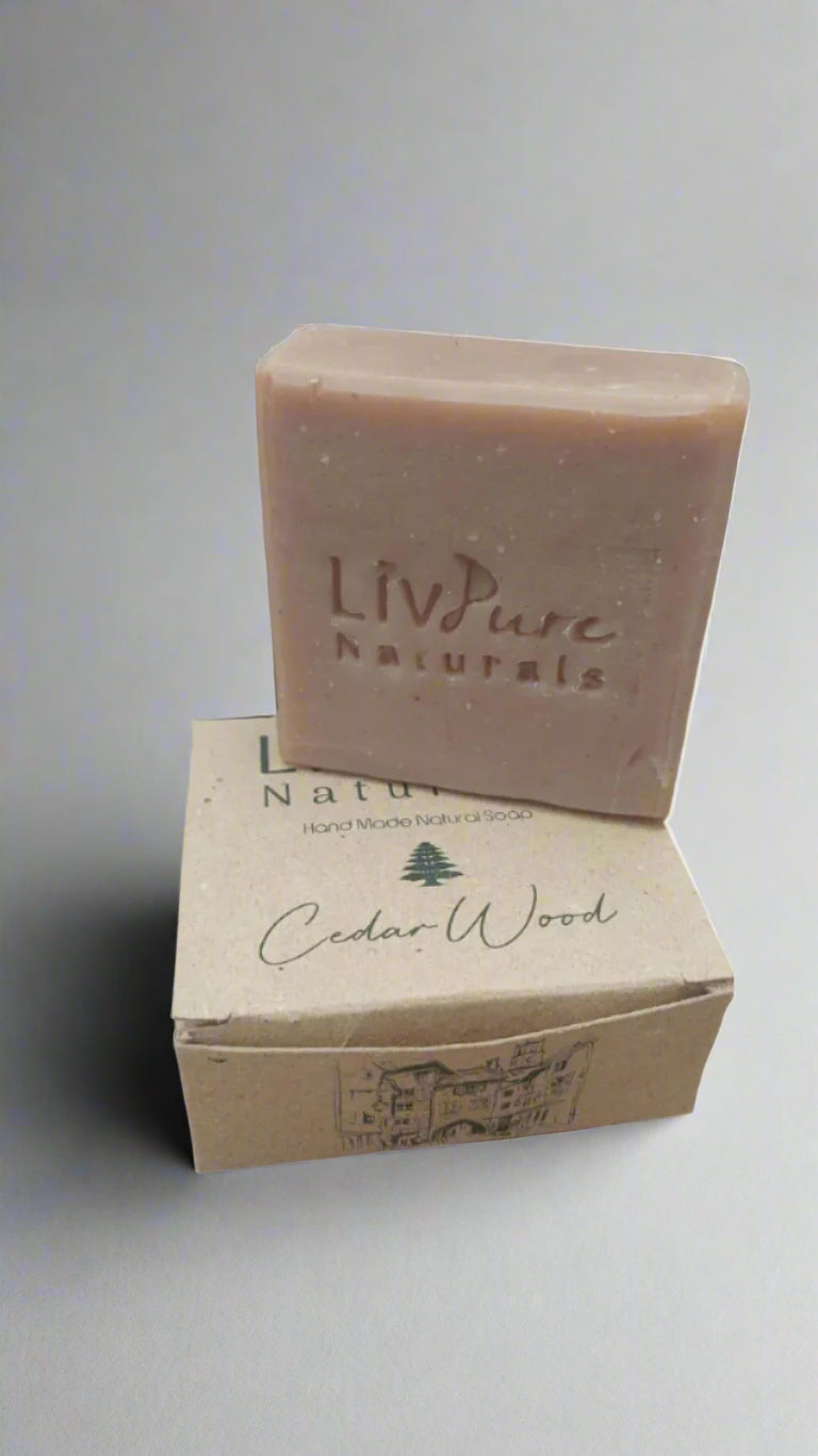 Cedar Wood-Olive Oil Soap | Woodsy Face & Body Bar with Gentle Exfoliation | Organic and Natural Bar Soap