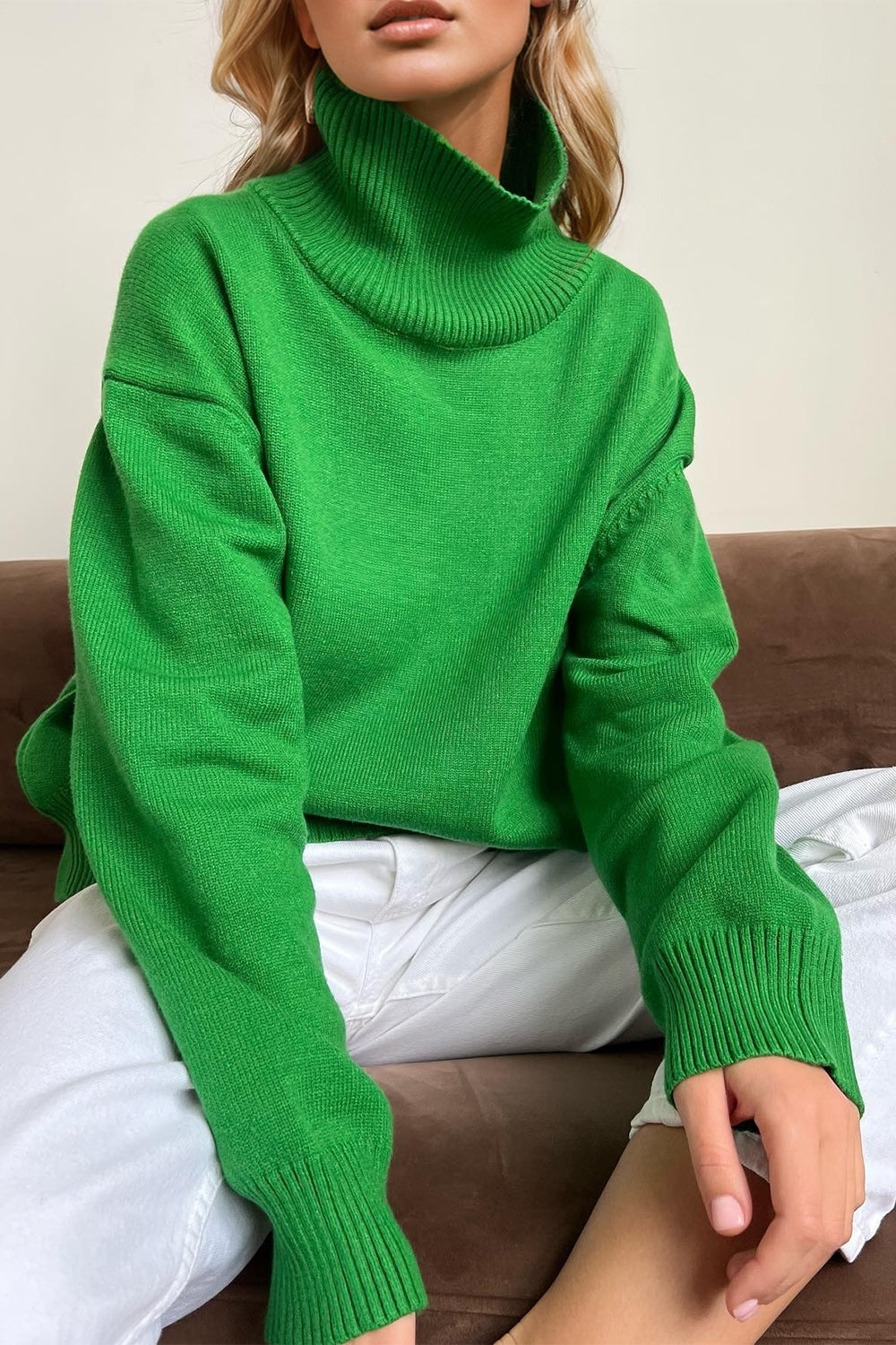 Basic Bae Turtleneck Dropped Shoulder Sweater