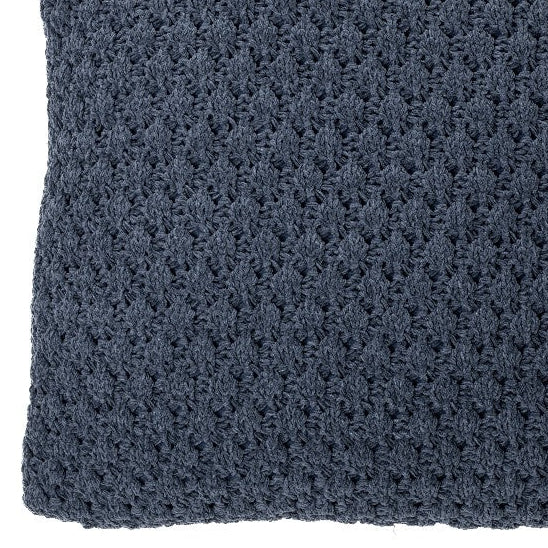 Coussin décoratif en chenille tressée bleu Basket