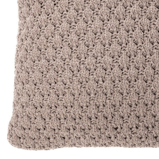 Coussin décoratif en chenille tressée brun Basket