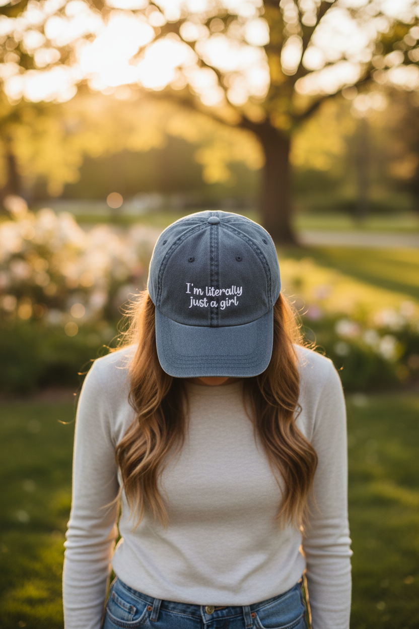 Casquette délavée "I'm Literally Just A Girl" brodée