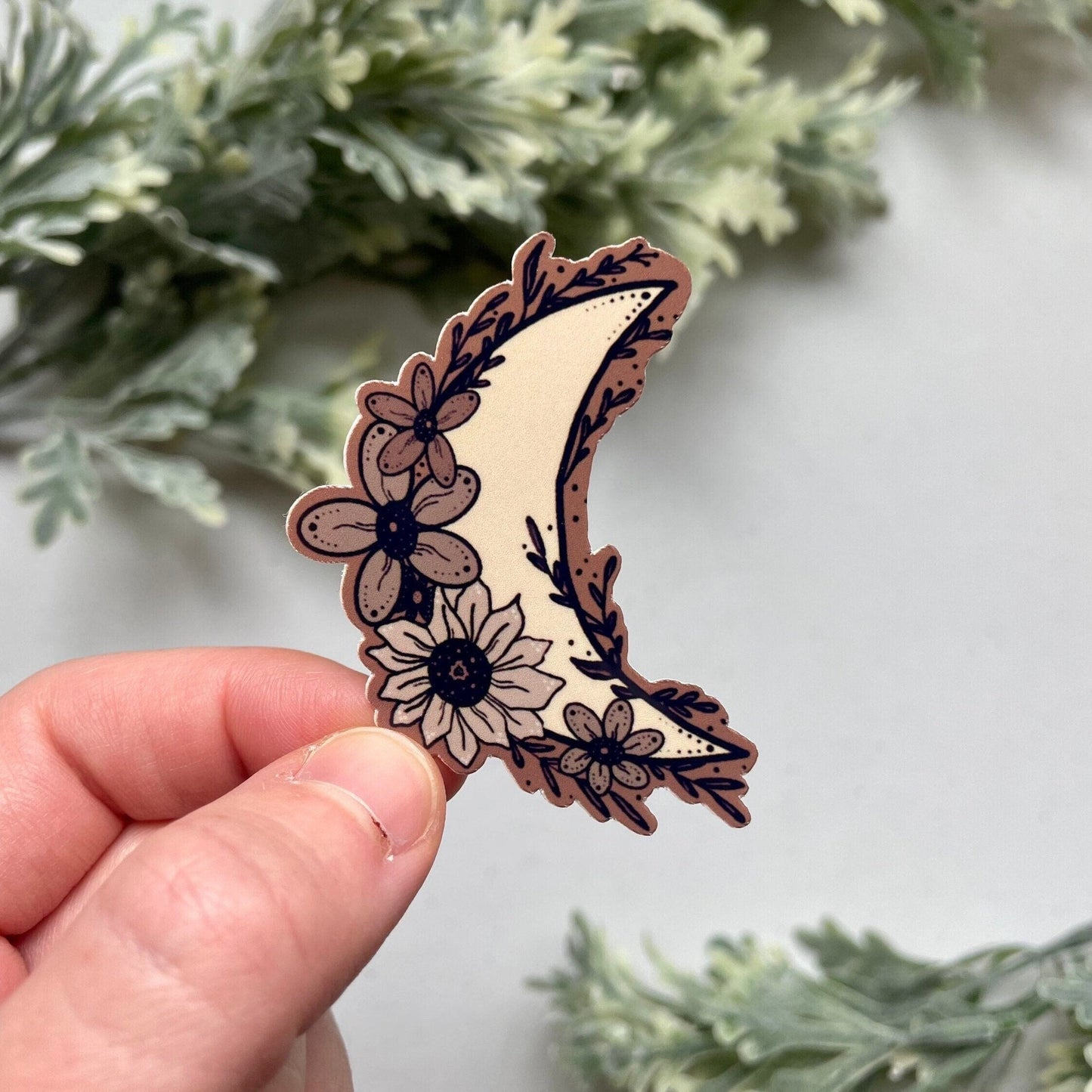 Crescent Flower Moon Sticker