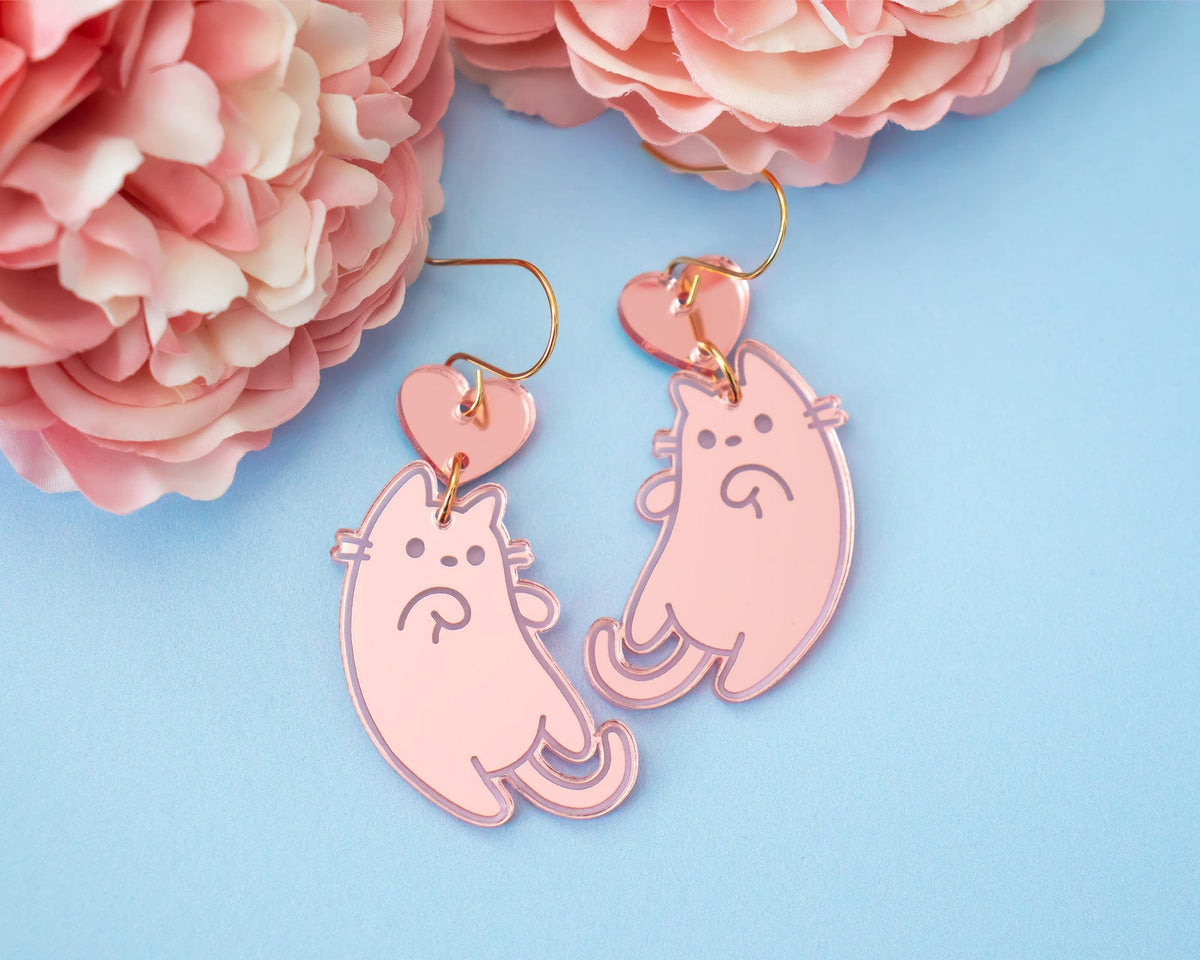 Cute Pink Cat Earrings