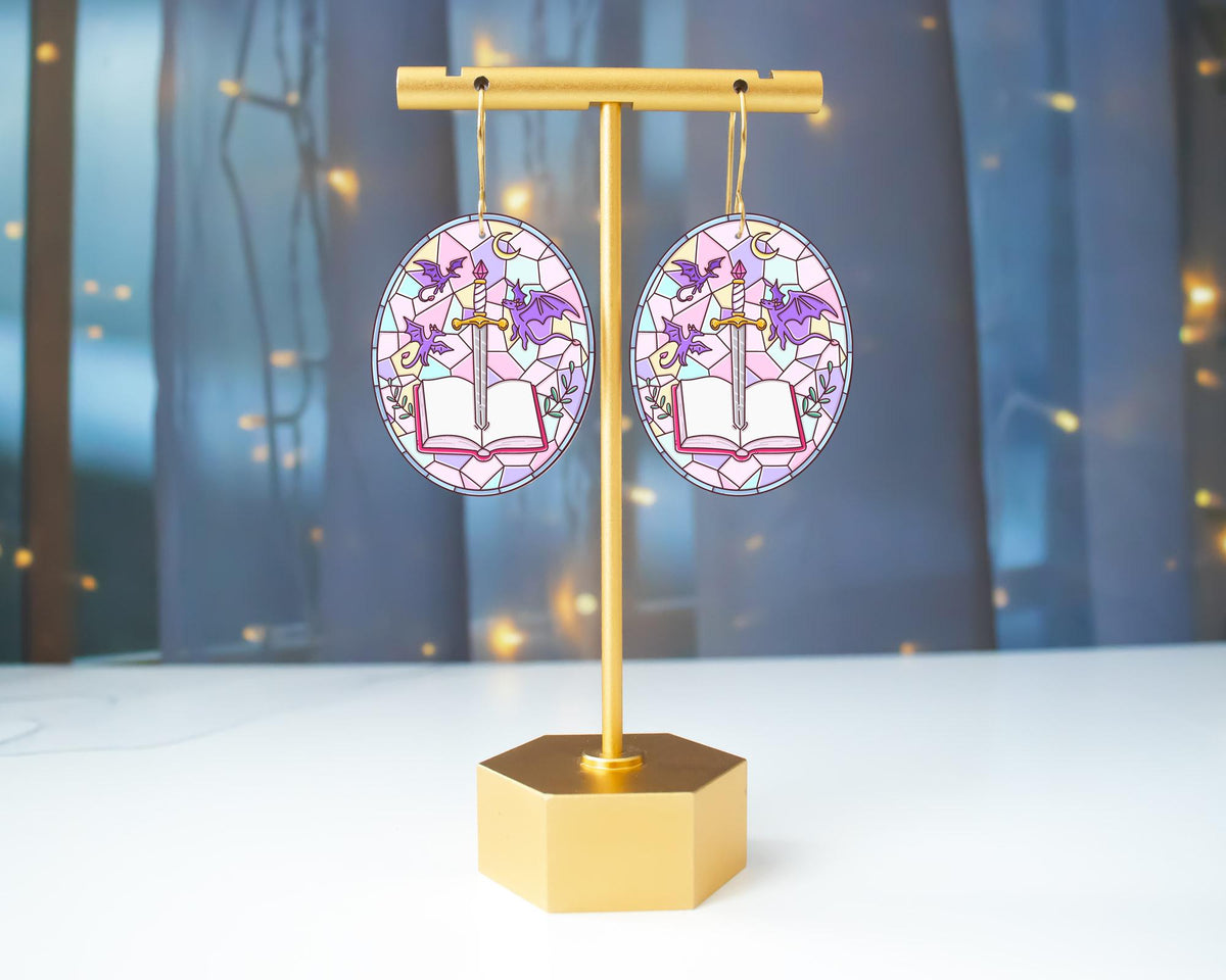 Fantasy Dragons Book Earrings