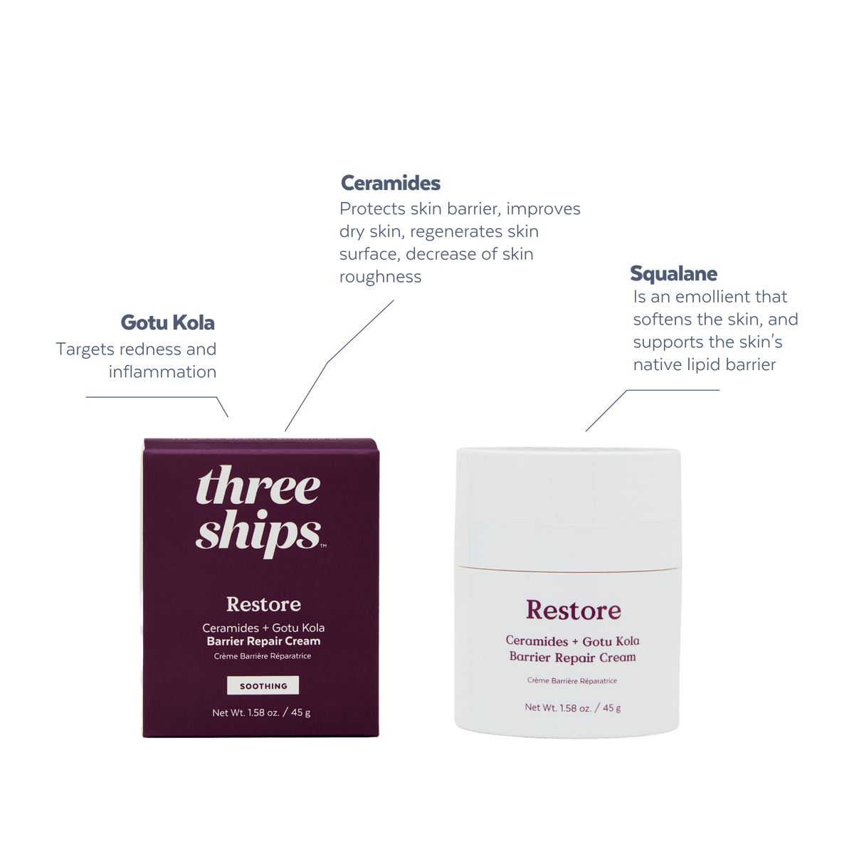 Three Ships - Restore Ceramides + Gotu Kola Barrier Repair Cream