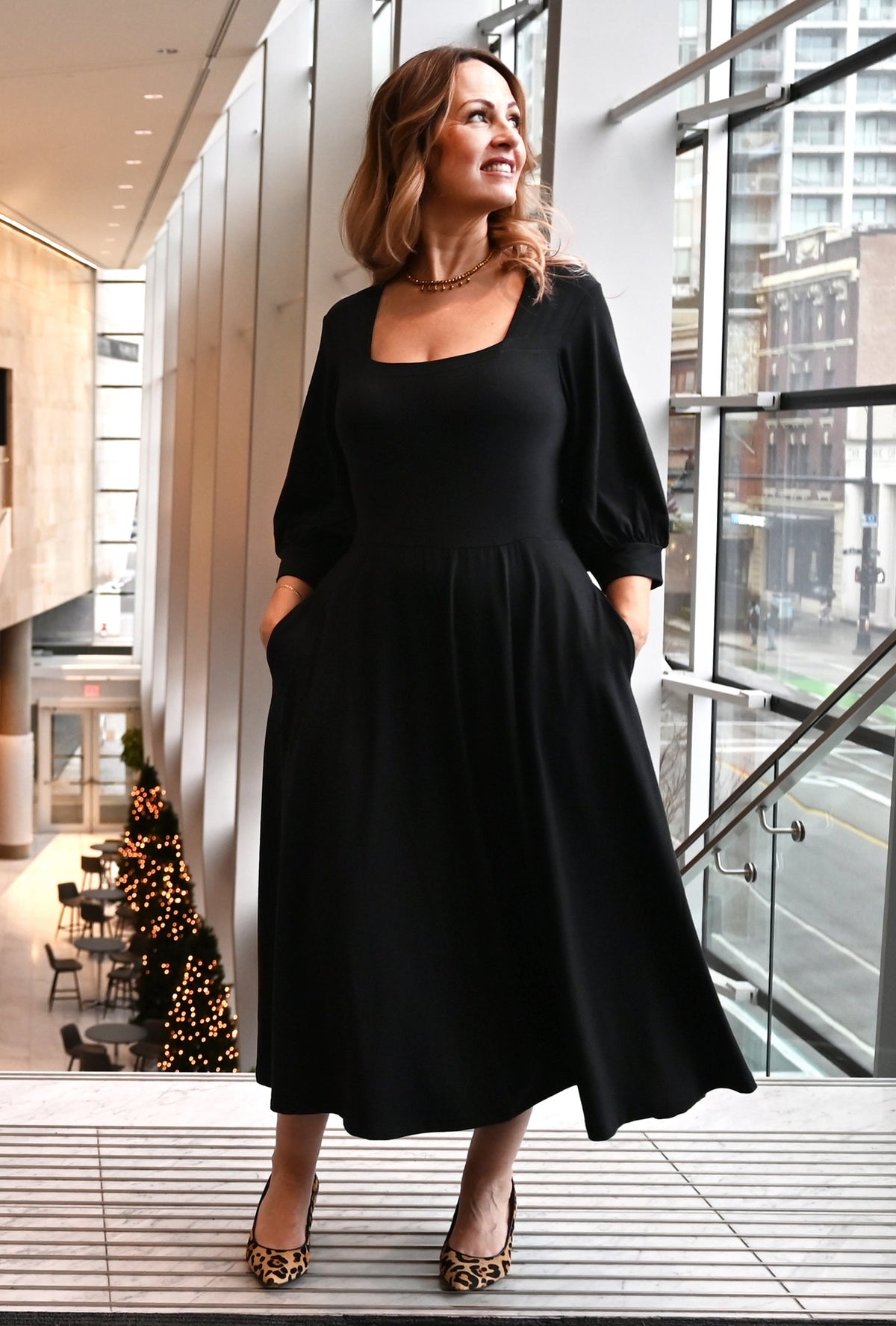 Willow Midi Dress - Black Sustainable Bamboo Knit