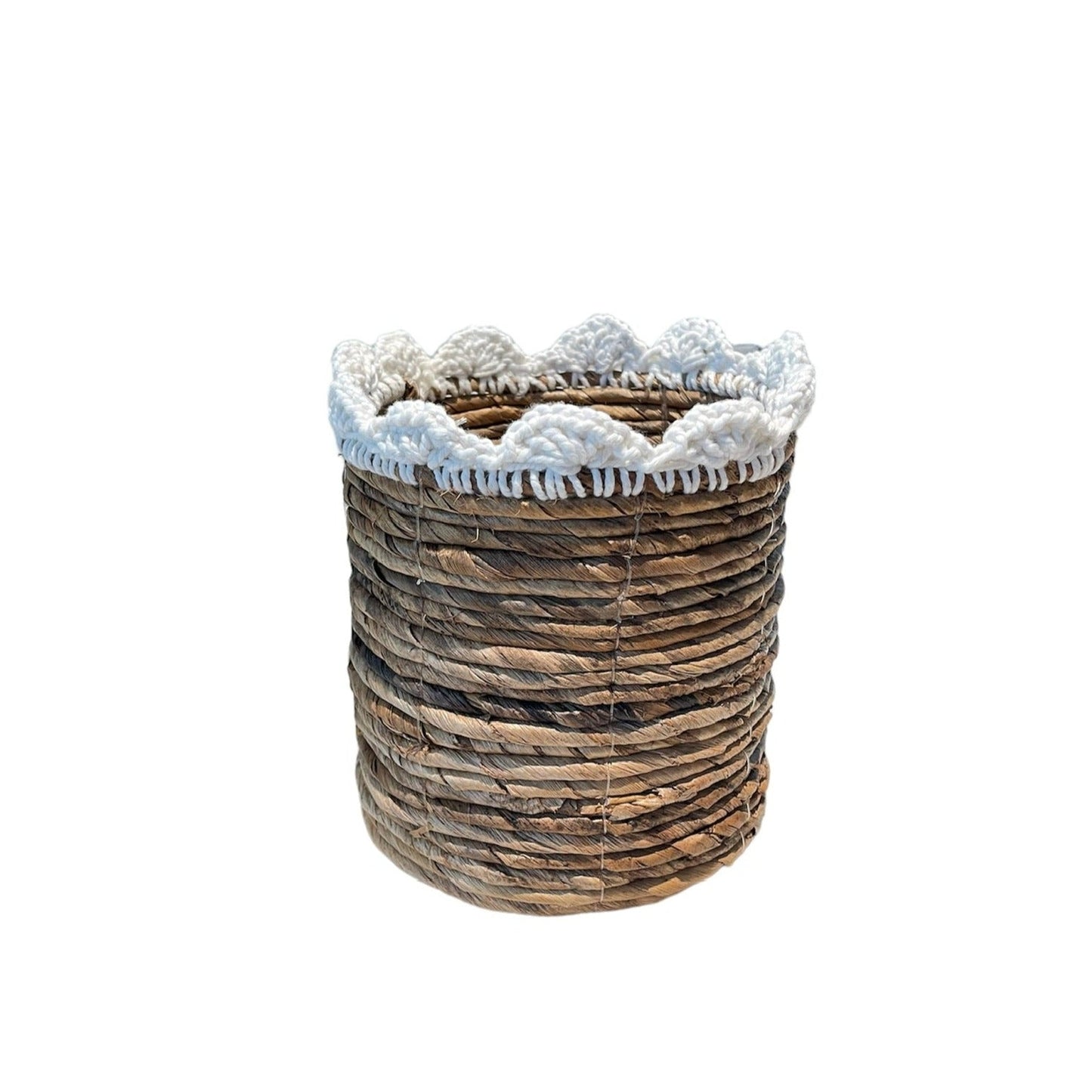 Banana Leaf & Macrame Ruffle Planter Basket