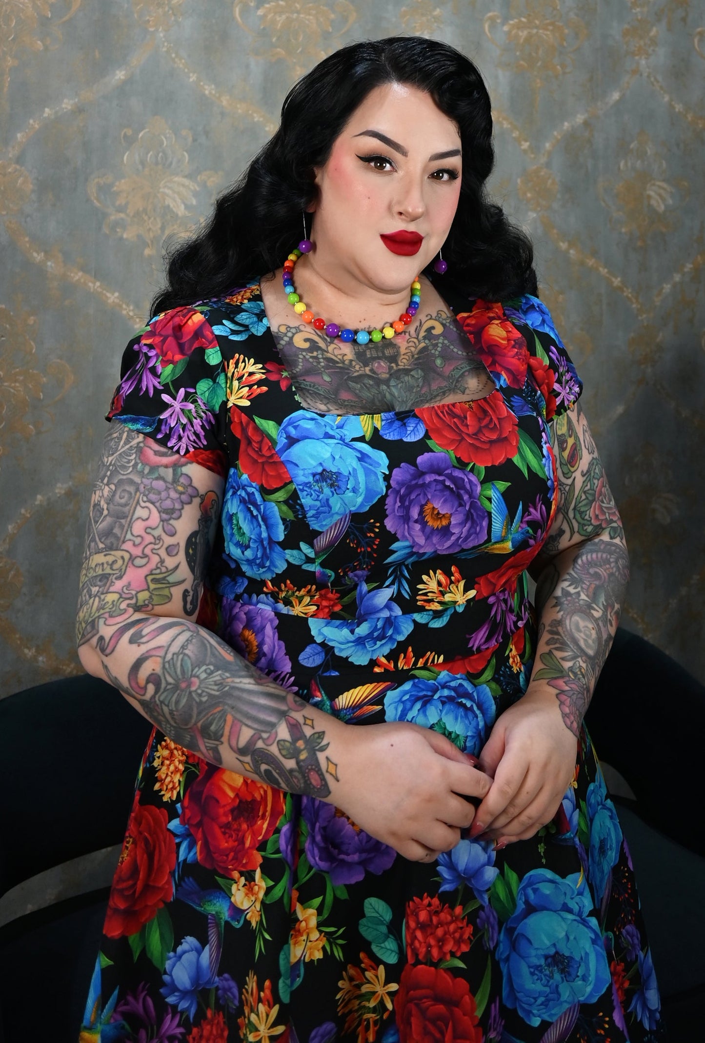 Winifred  - Jewel Jardin - Floral & Hummingbird Dress