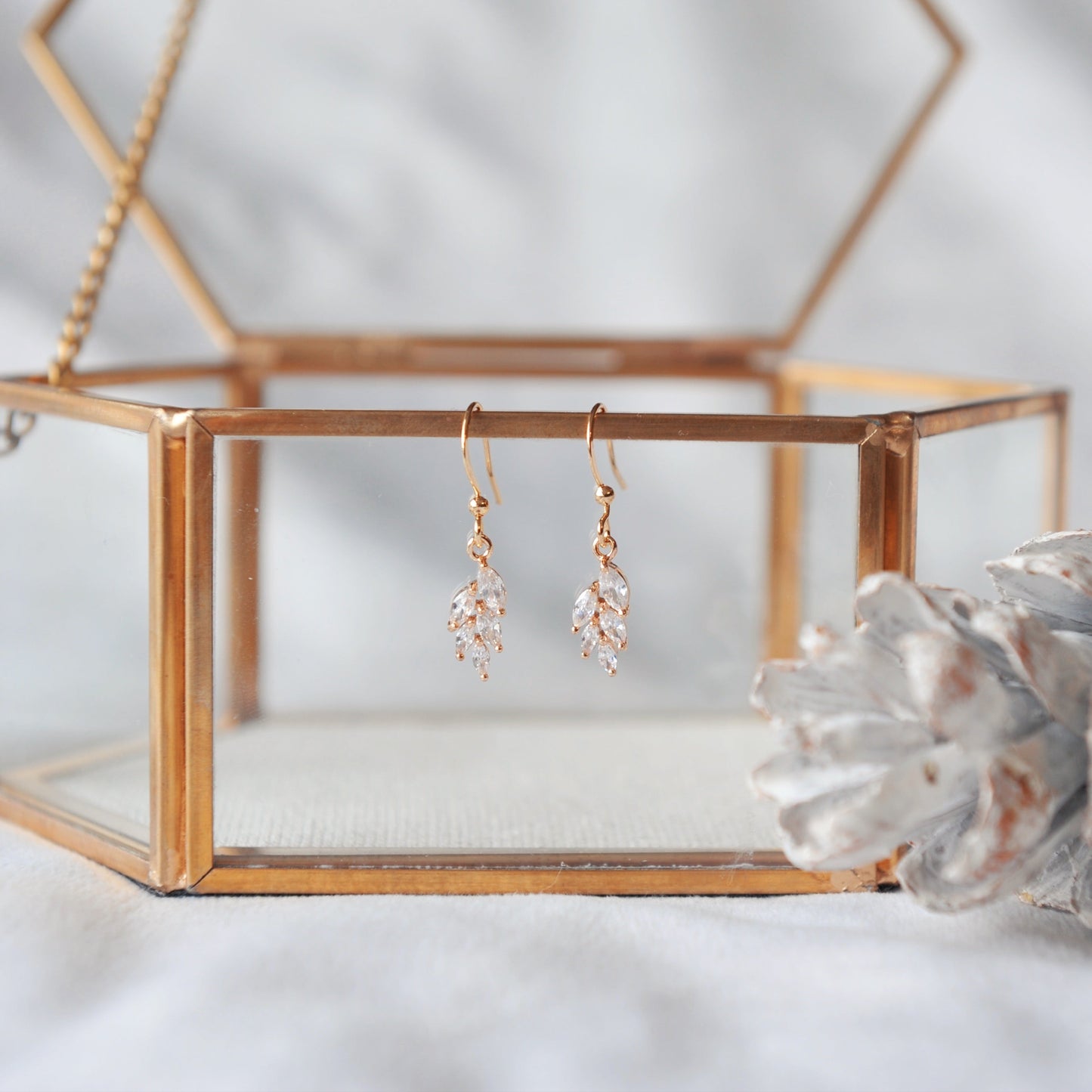 PAISLEY Petite crystal leaf earrings