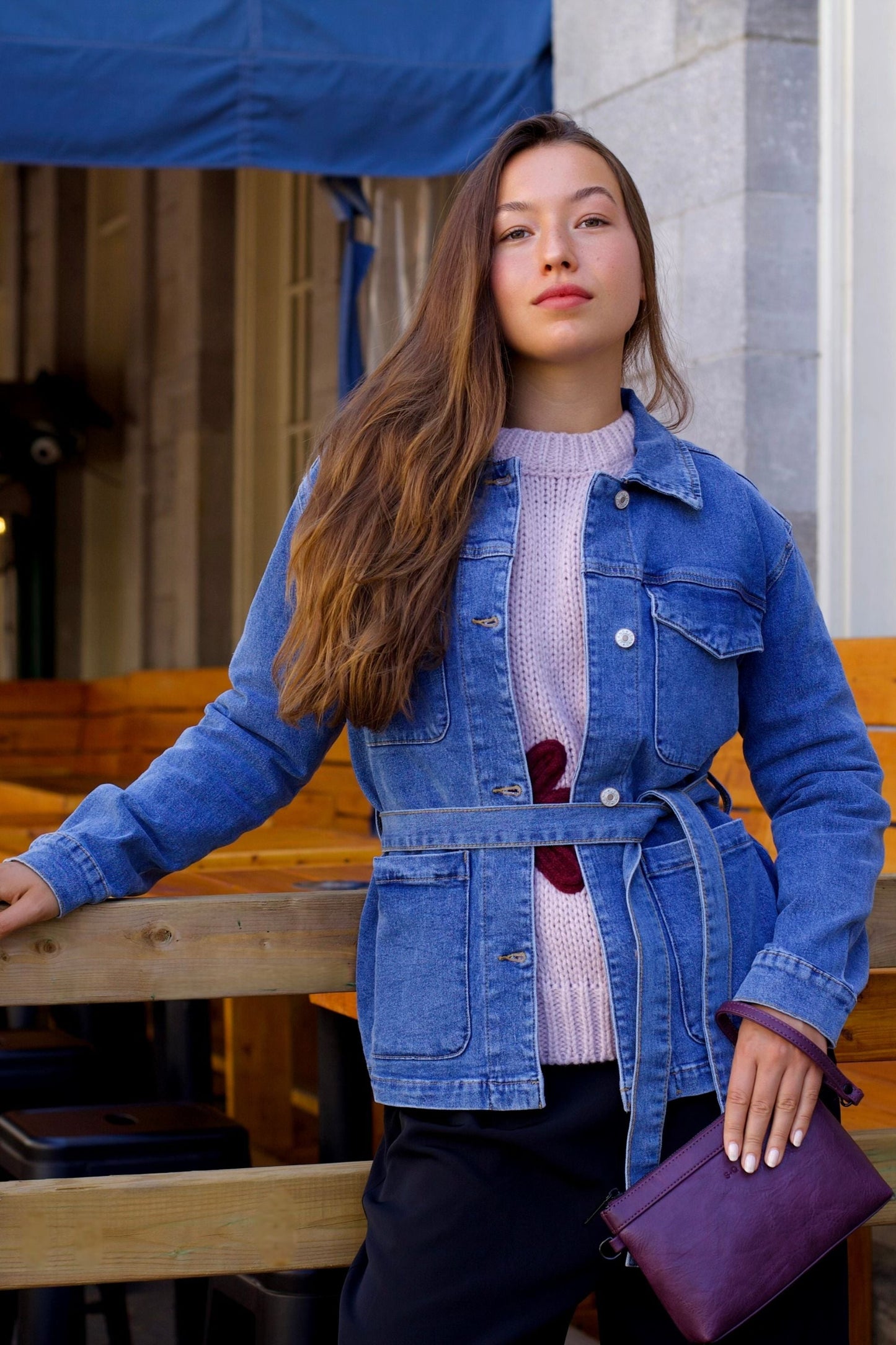 Sabrina Women's Belted Jean Jacquard Jacket