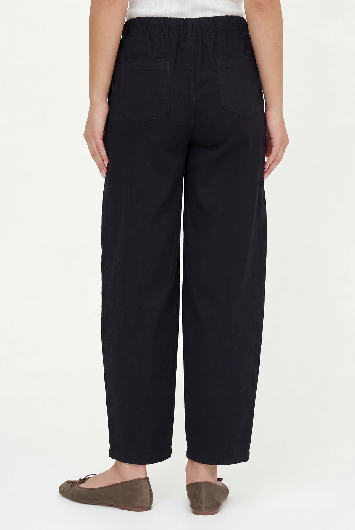 Women's Woven Pull-On Barrel-Leg Pant with Side Seam Pockets