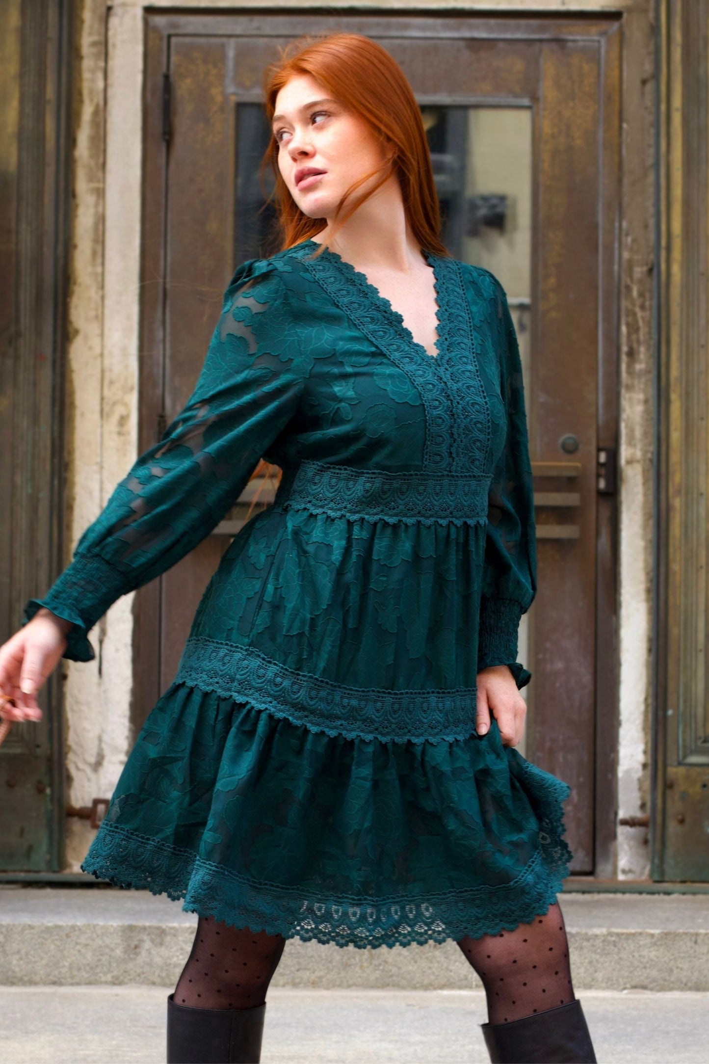 Edith Floral Lace Boho Mini Dress