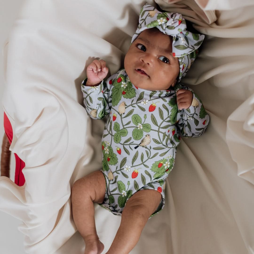 Baby Long-Sleeve Bamboo Bodysuit | Strawberry Patch