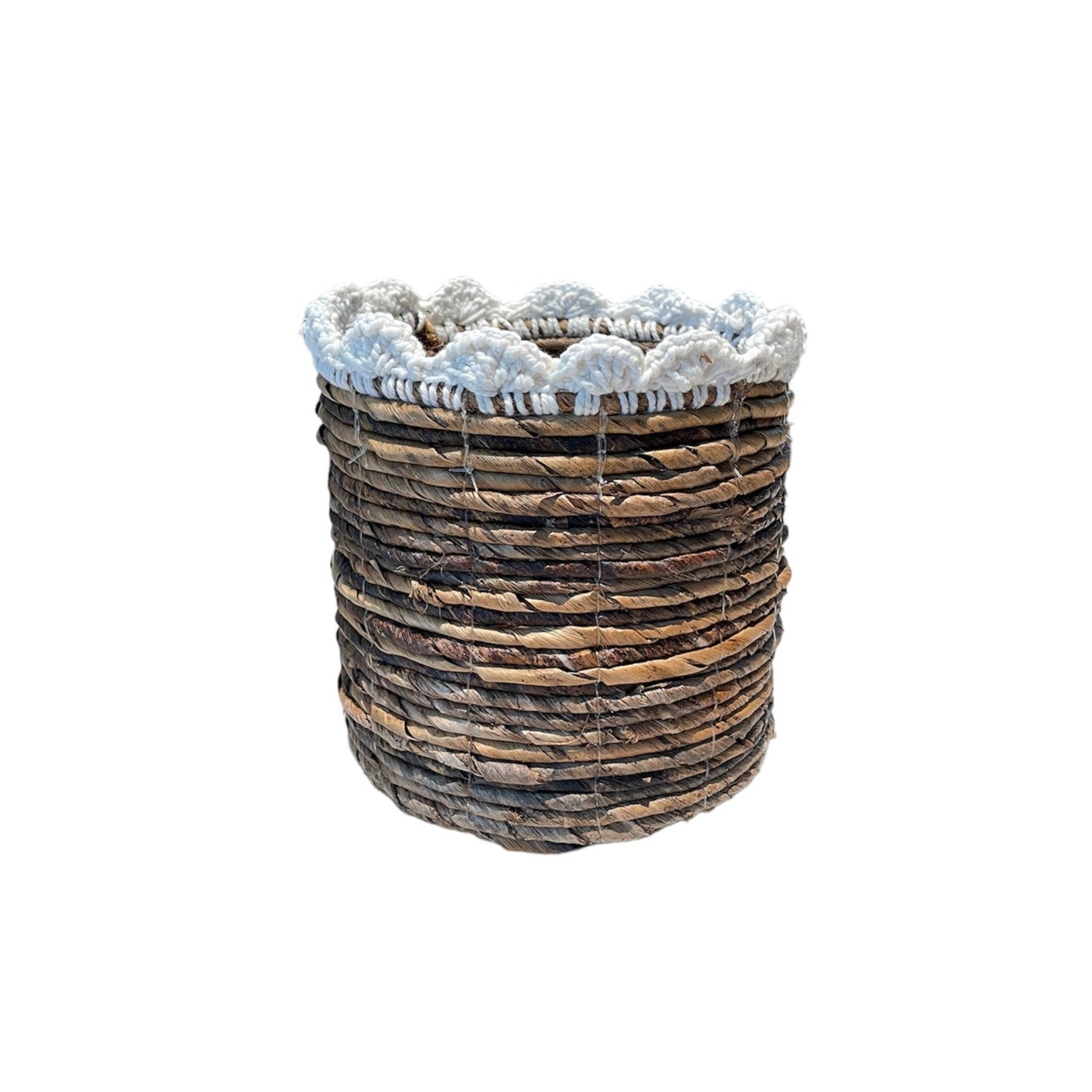 Banana Leaf & Macrame Ruffle Planter Basket