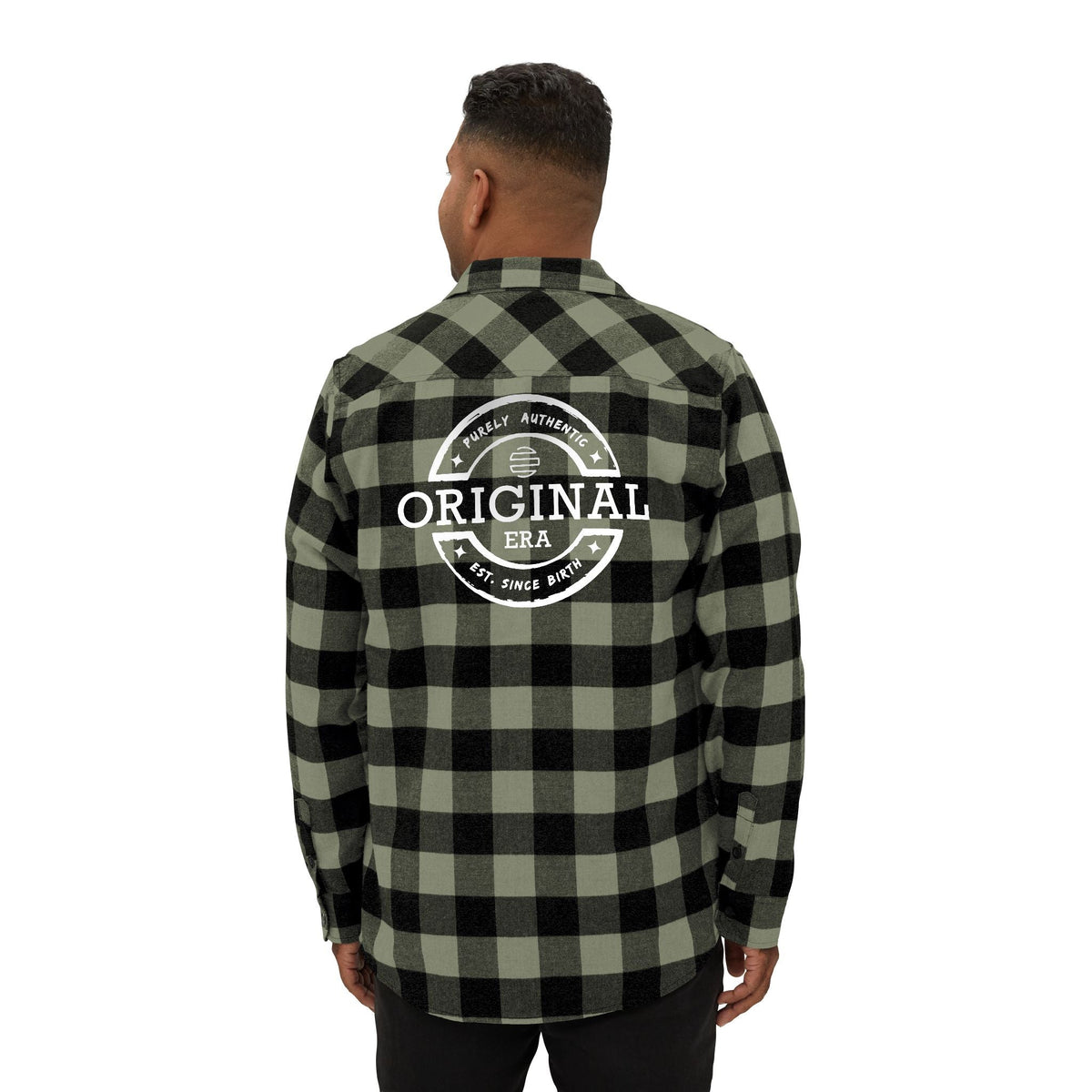 Original Era Plaid Flannel Shirt — Vintage Logo Back