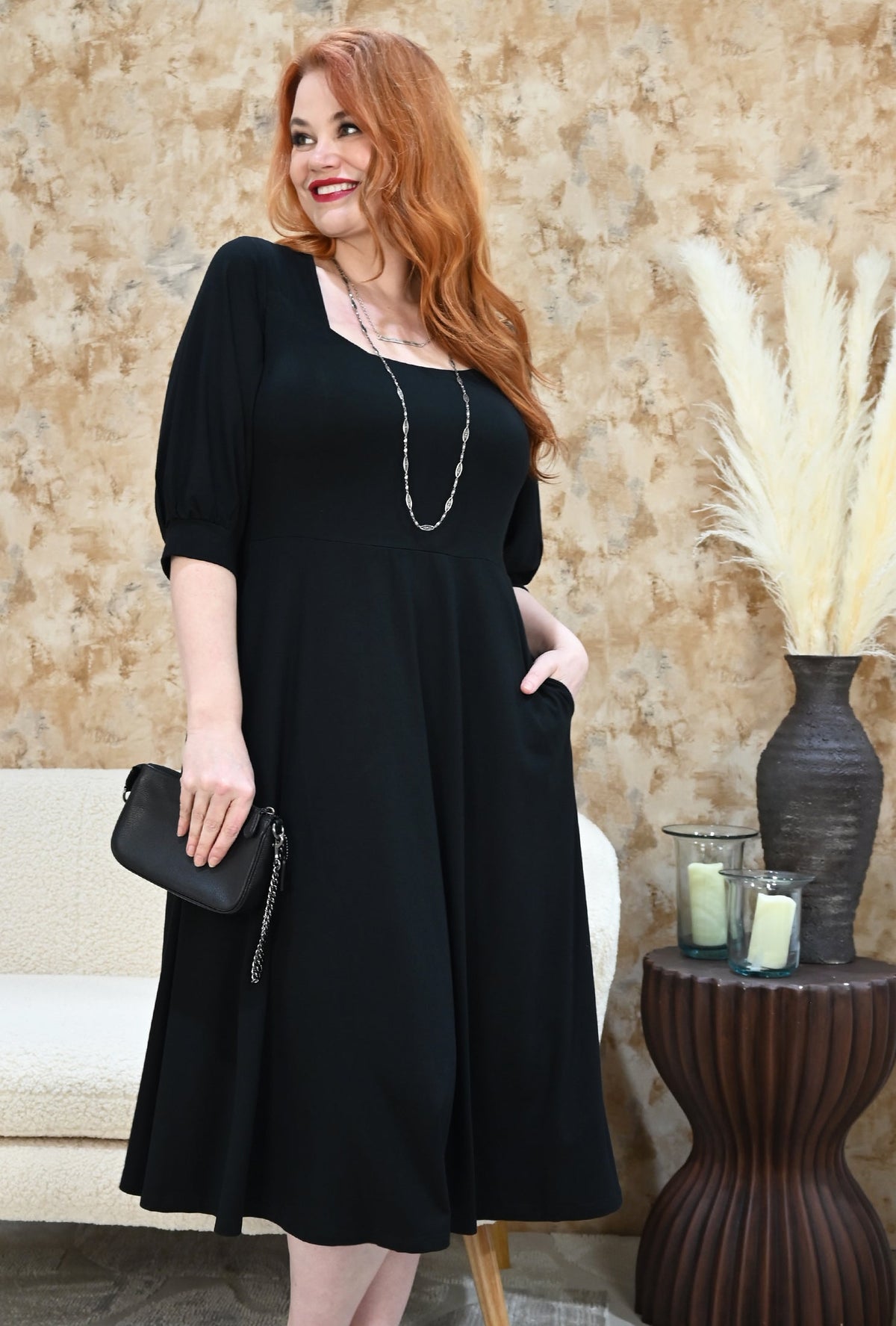Willow Midi Dress - Black Sustainable Bamboo Knit